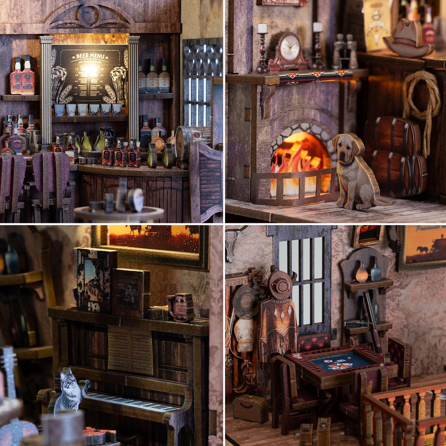 Wondyland Book Nook Kit – DIY Miniature Old Town Saloon with LED Light