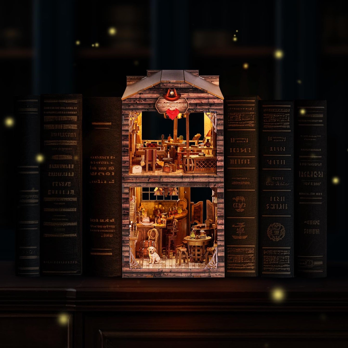 Wondyland Book Nook Kit – DIY Miniature Old Town Saloon with LED Light