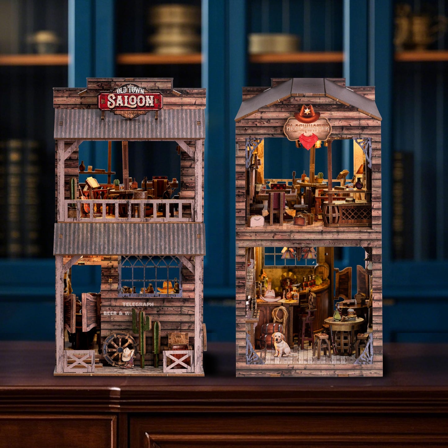 Wondyland Book Nook Kit – DIY Miniature Old Town Saloon with LED Light