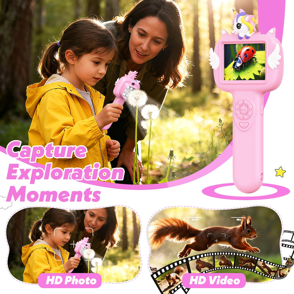 Wonovate Microscope for Kids – Mini Handheld Digital Pocket Microscope | STEM Toy