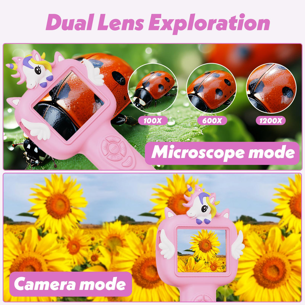 Wonovate Microscope for Kids – Mini Handheld Digital Pocket Microscope | STEM Toy