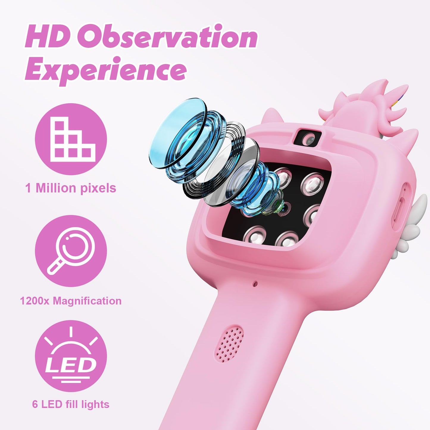 Wonovate Microscope for Kids – Mini Handheld Digital Pocket Microscope | STEM Toy