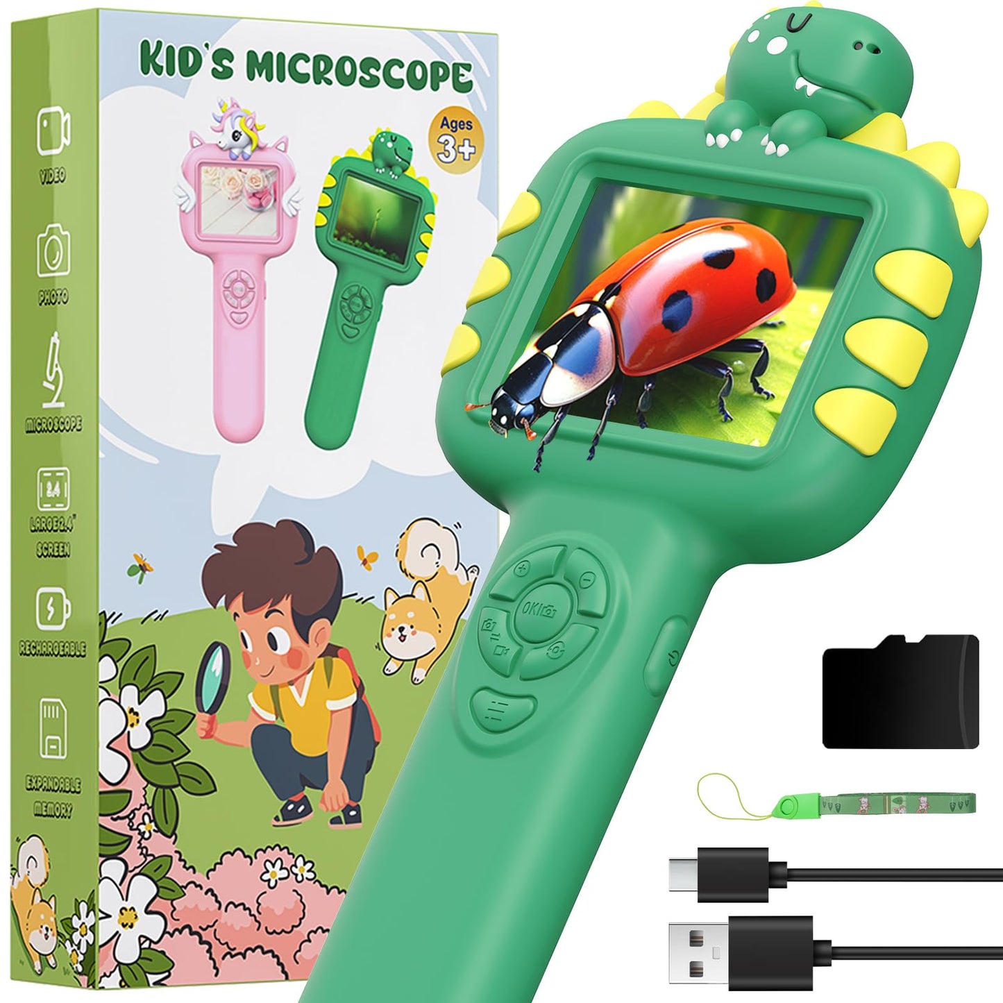 Wonovate Kids Microscope – 2-in-1 Pocket Digital STEM Toy