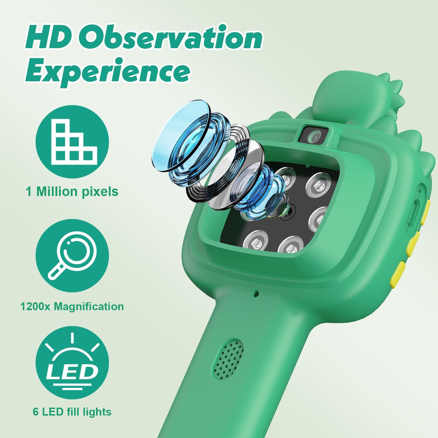 Wonovate Kids Microscope – 2-in-1 Pocket Digital STEM Toy