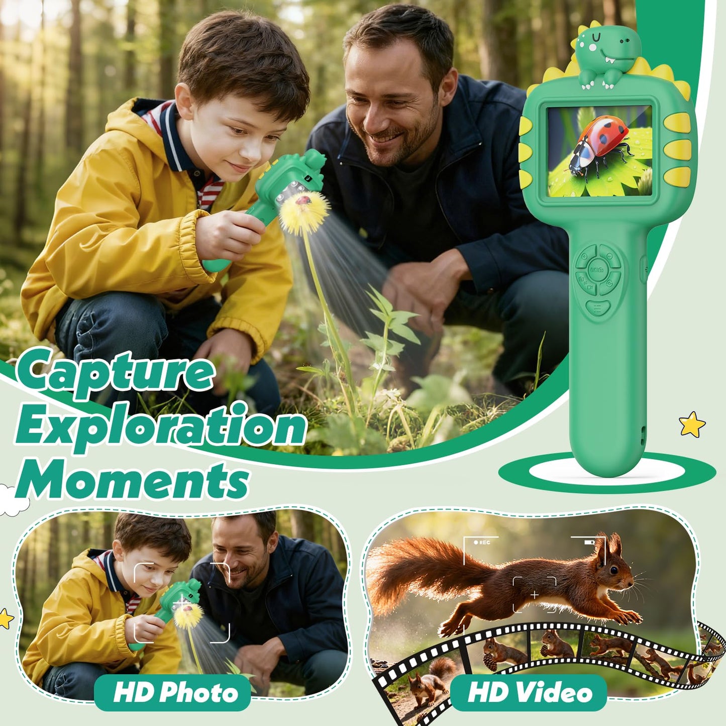 Wonovate Kids Microscope – 2-in-1 Pocket Digital STEM Toy