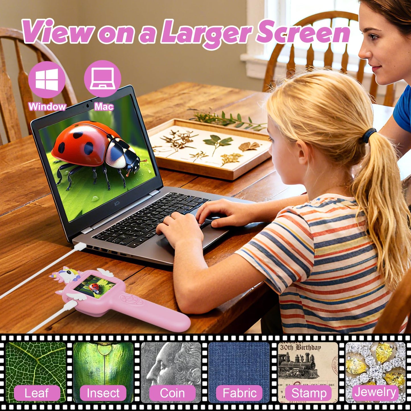 Wonovate Microscope for Kids – Mini Handheld Digital Pocket Microscope | STEM Toy