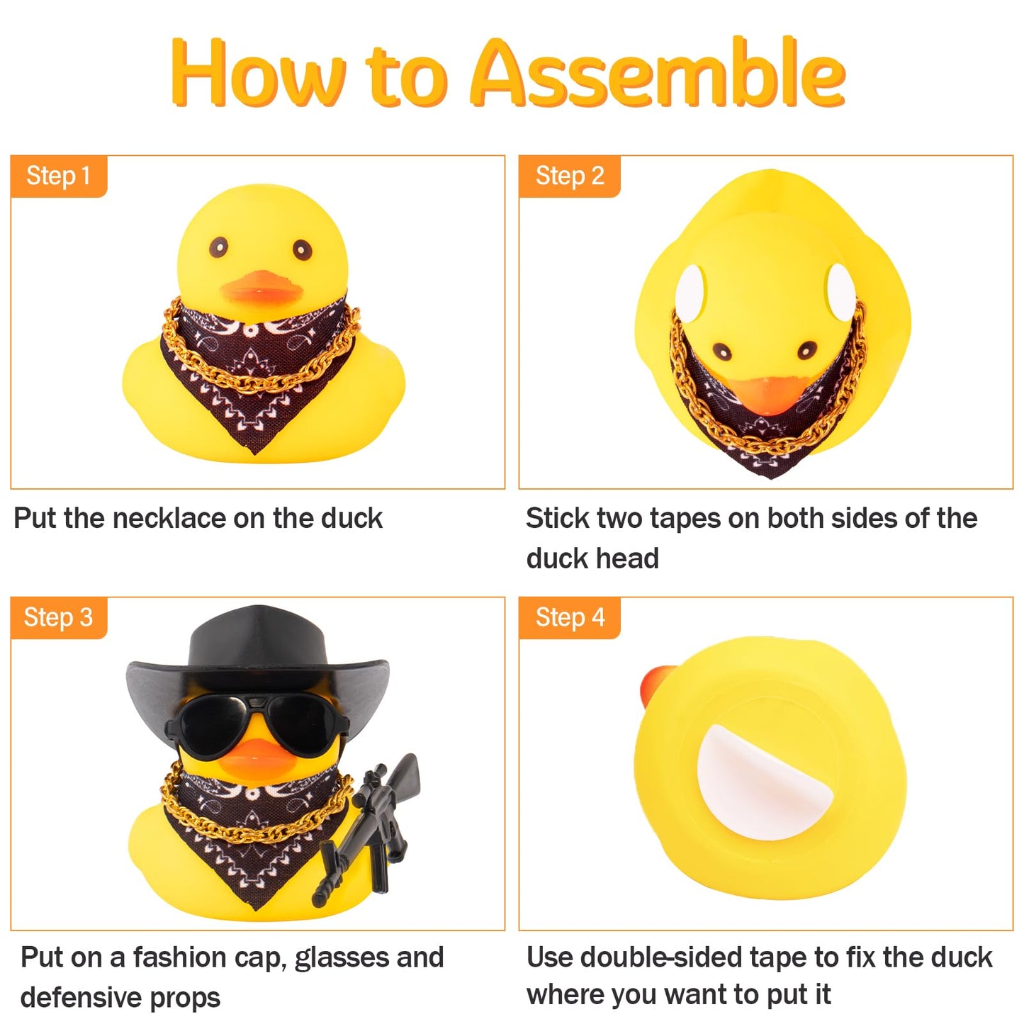 wonuu Black Cool Rubber Duck Car Ornament AK47 Edition Dashboard Duck Car Accessory