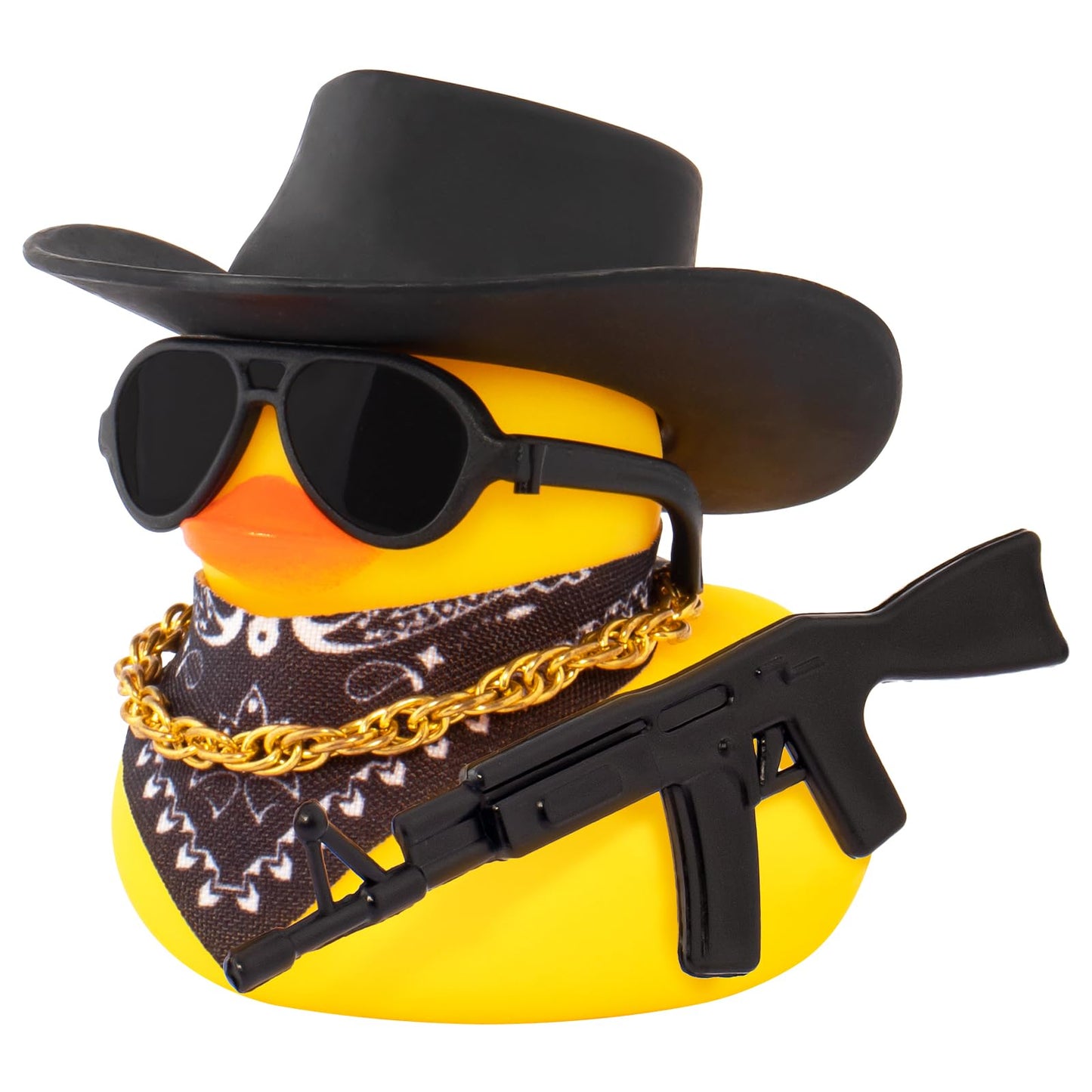 wonuu Black Cool Rubber Duck Car Ornament AK47 Edition Dashboard Duck Car Accessory