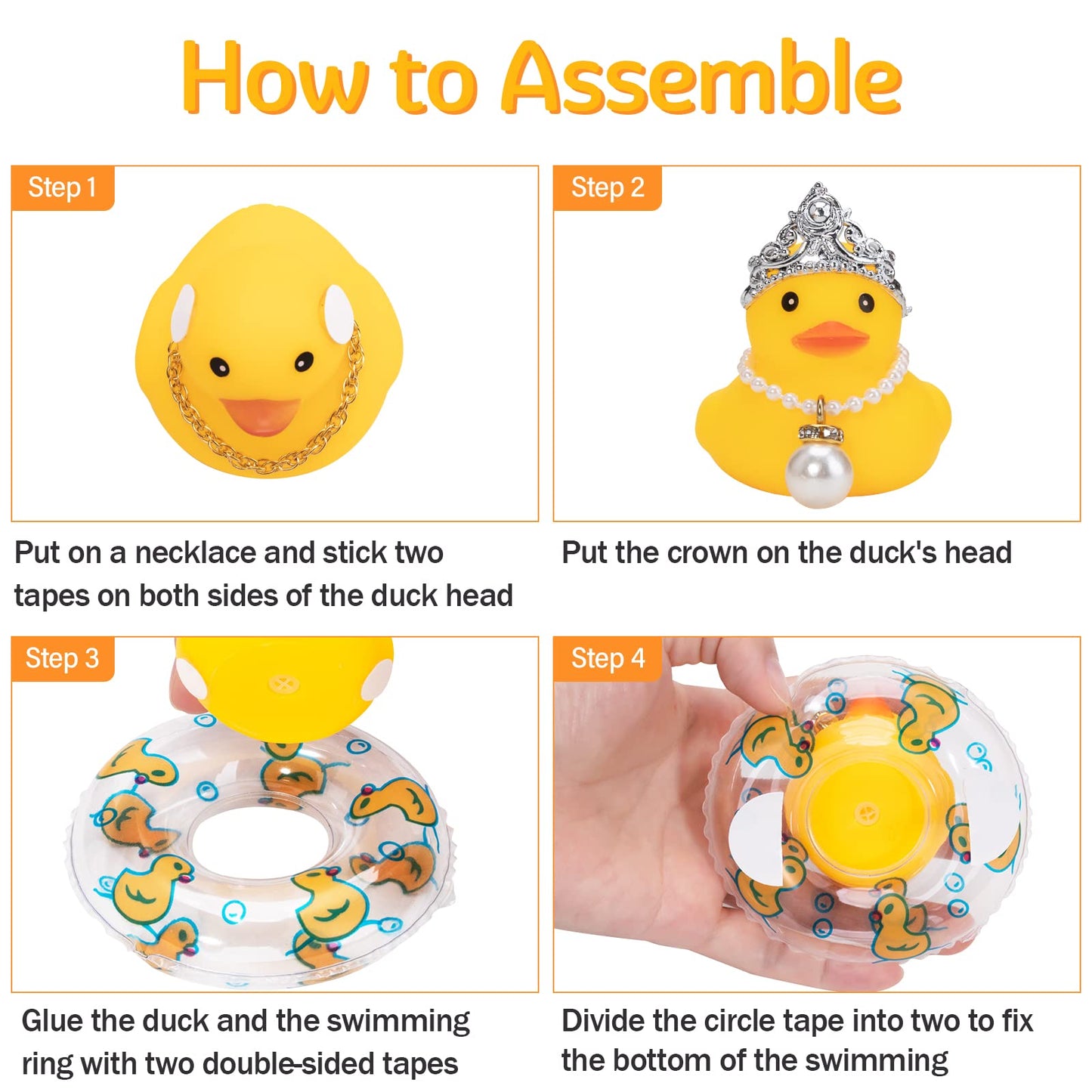 Wonuu Car Duck – Crowned Rubber Duck Dashboard Ornament with Necklace and Squeak