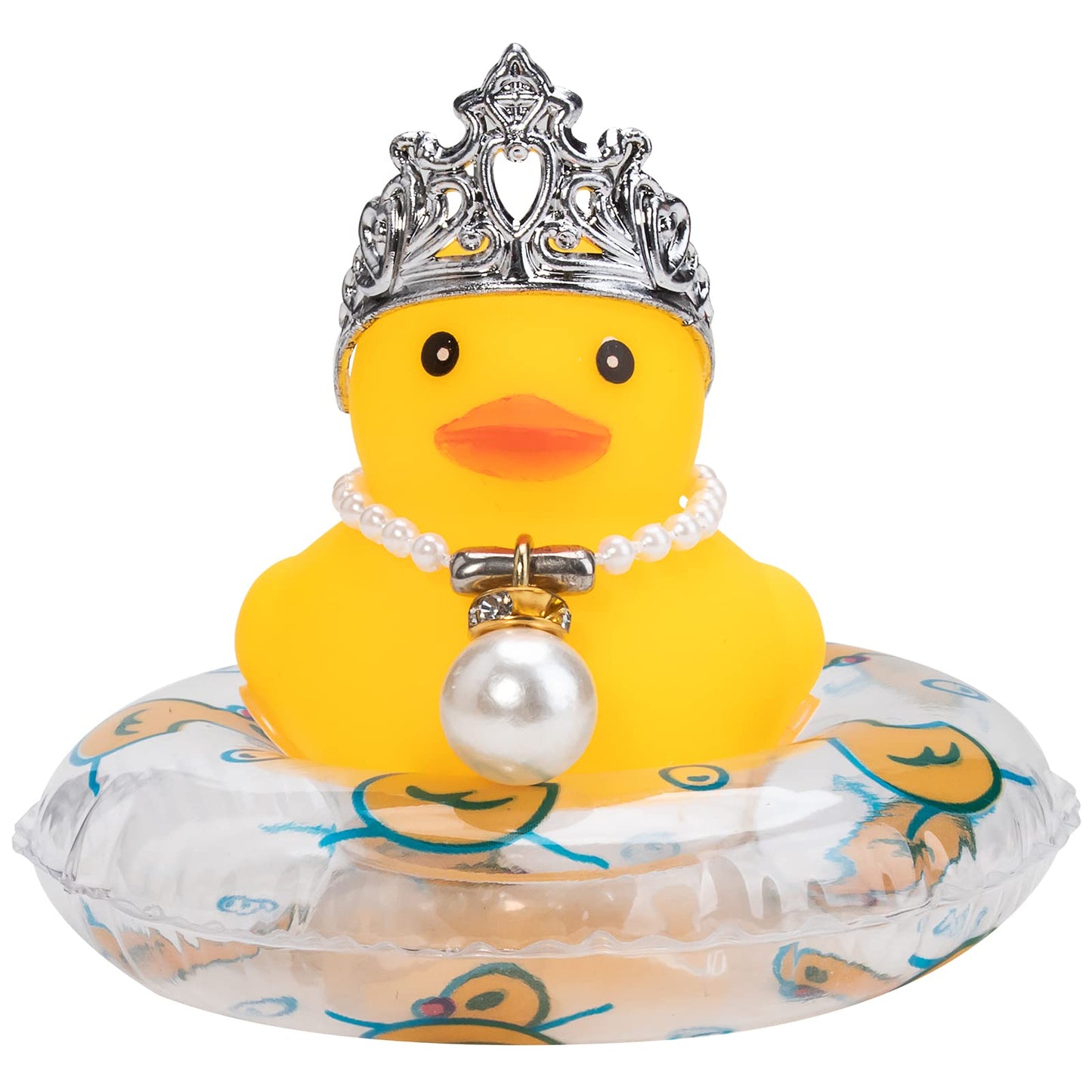 Wonuu Car Duck – Crowned Rubber Duck Dashboard Ornament with Necklace and Squeak