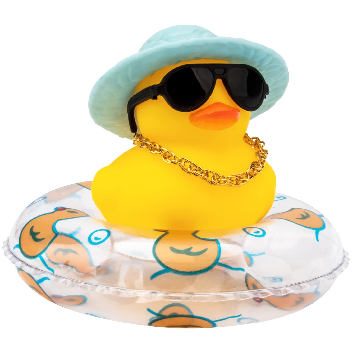 Wonuu Car Rubber Duck Dashboard Decoration – Yellow Duck with Hat, Sunglasses
