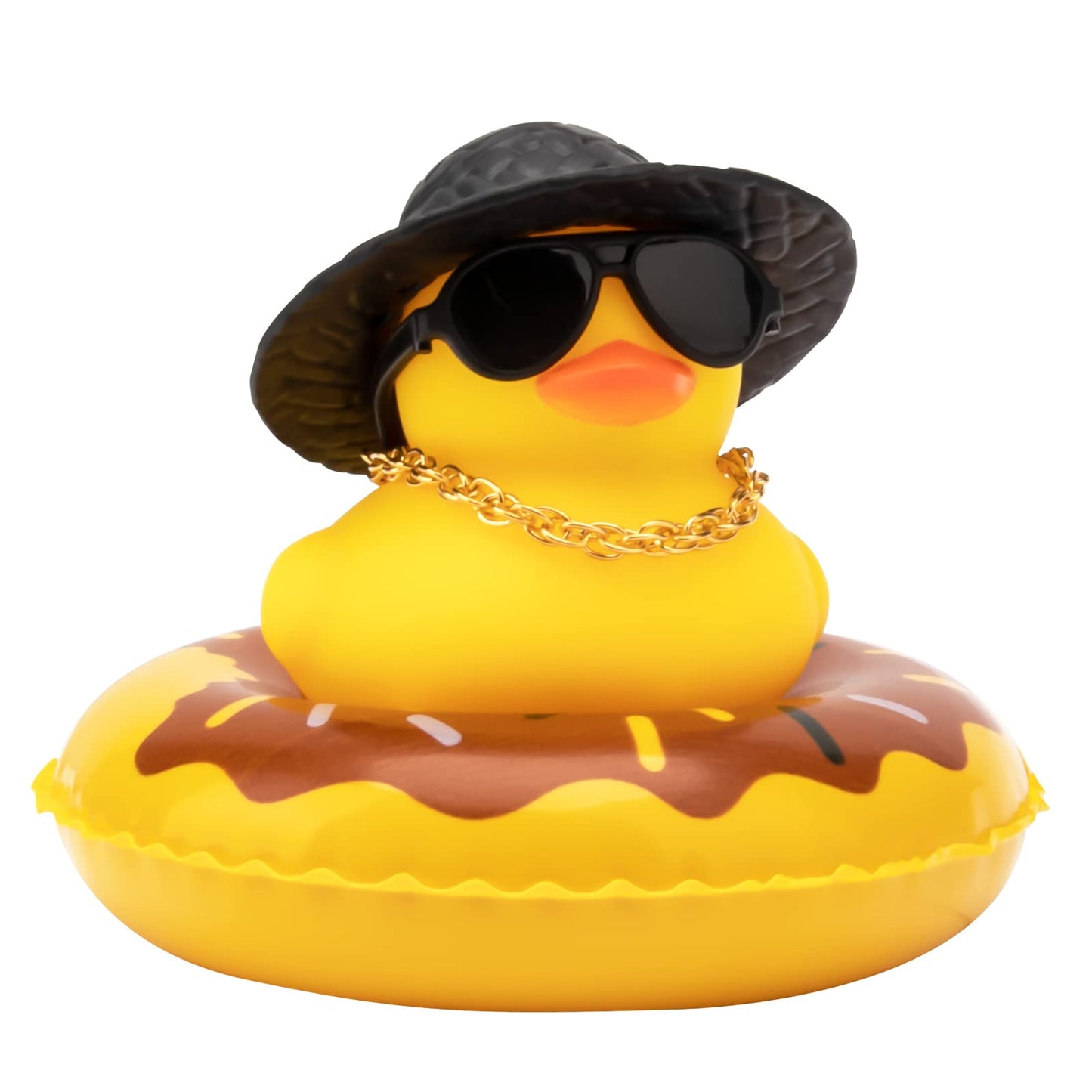 Wonuu Car Rubber Duck - Fun Dashboard Decoration with Hat, Sunglasses & Swim Ring