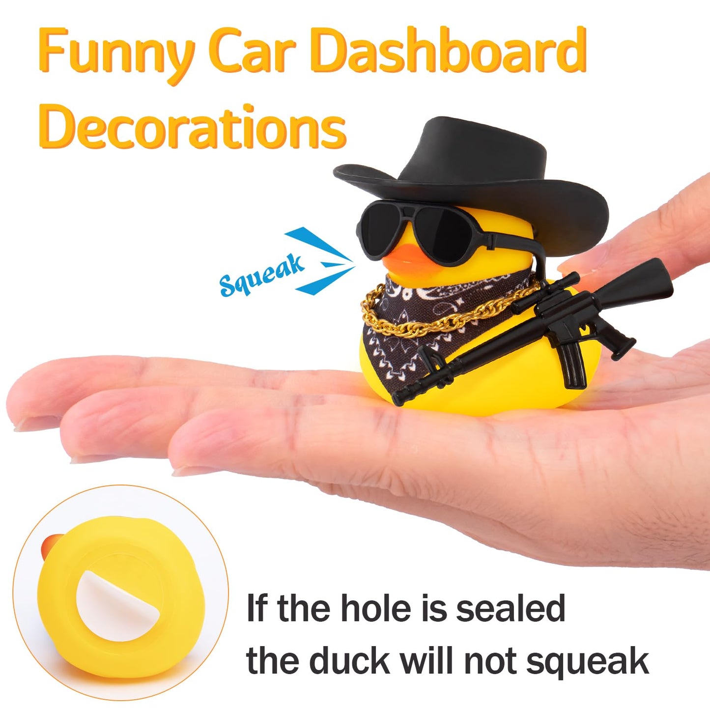 wonuu Black Cool Rubber Duck Car Ornament AK47 Edition Dashboard Duck Car Accessory