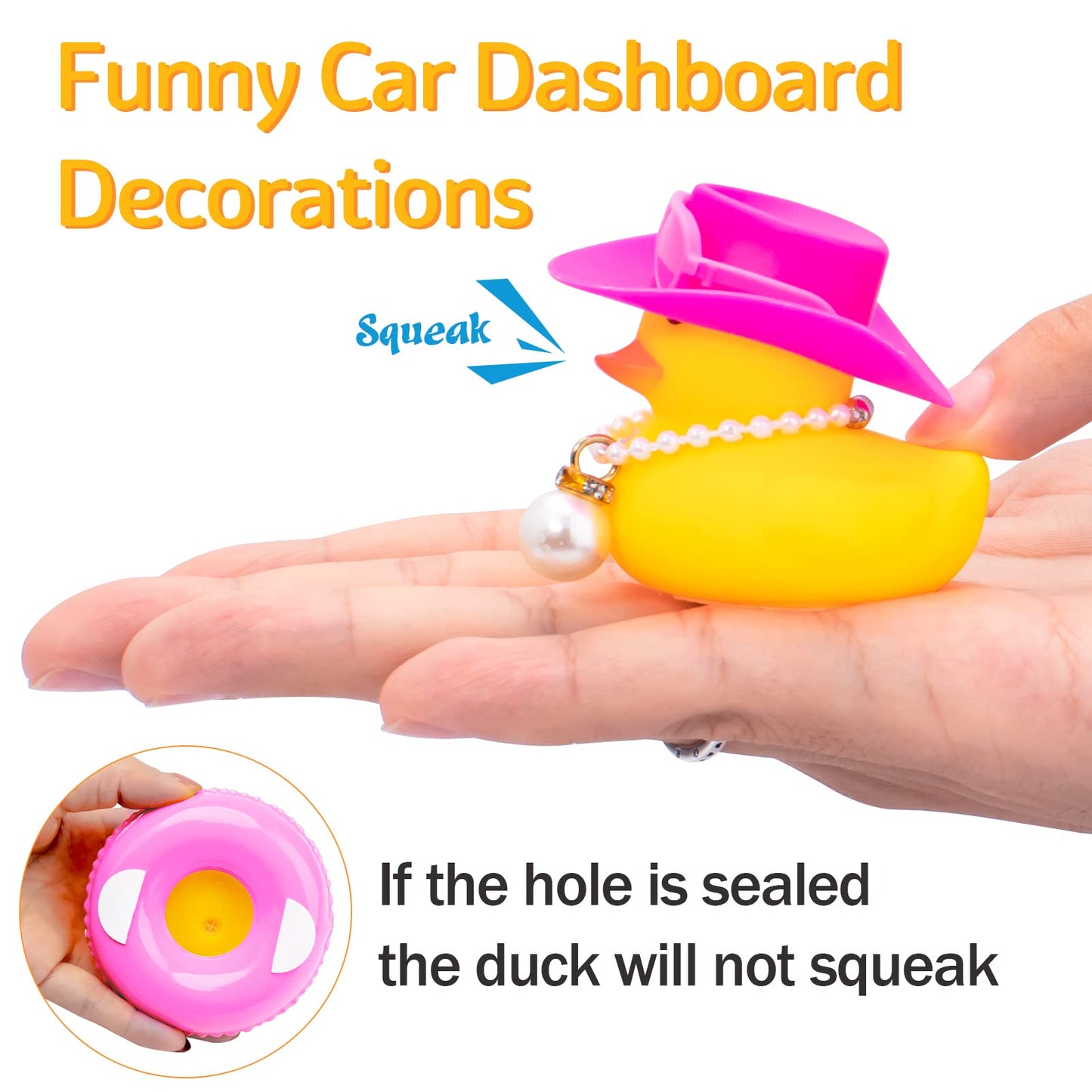 Wonuu Car Rubber Duck with Sun Hat and Sunglasses – Dashboard Decor