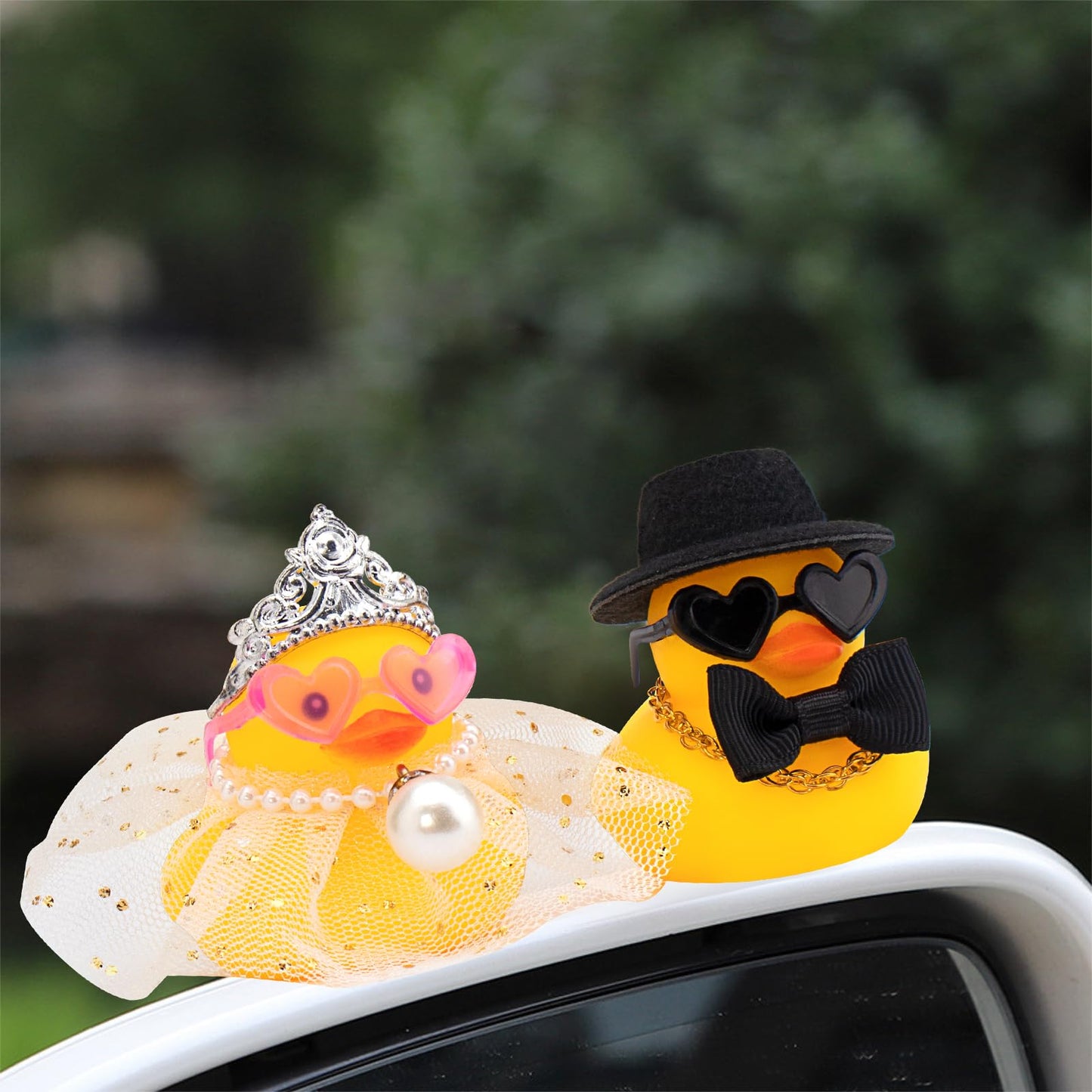wonuu Pair Set of 2 Wedding Rubber Ducks – Bride & Groom Mini Ducky Decor & Gift
