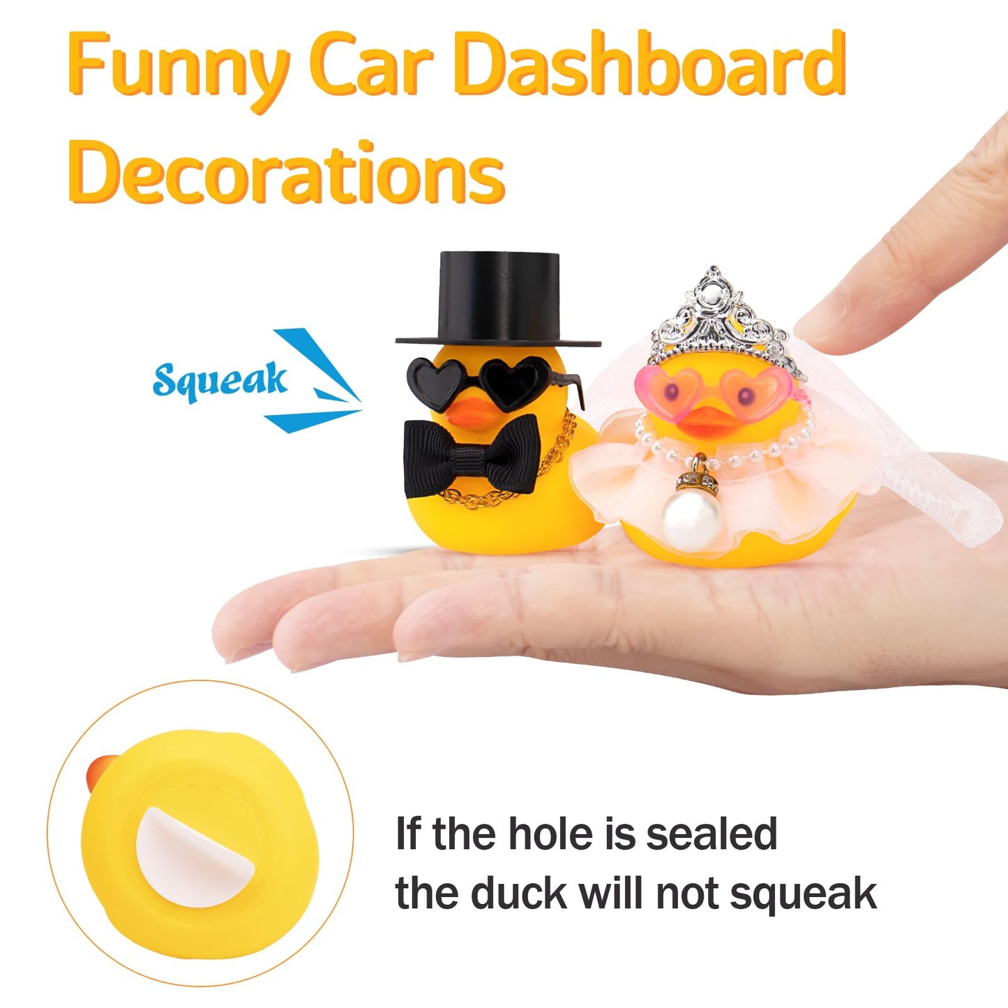 wonuu Pair Set of 2 Wedding Rubber Ducks – Bride & Groom Mini Ducky Decor & Gift
