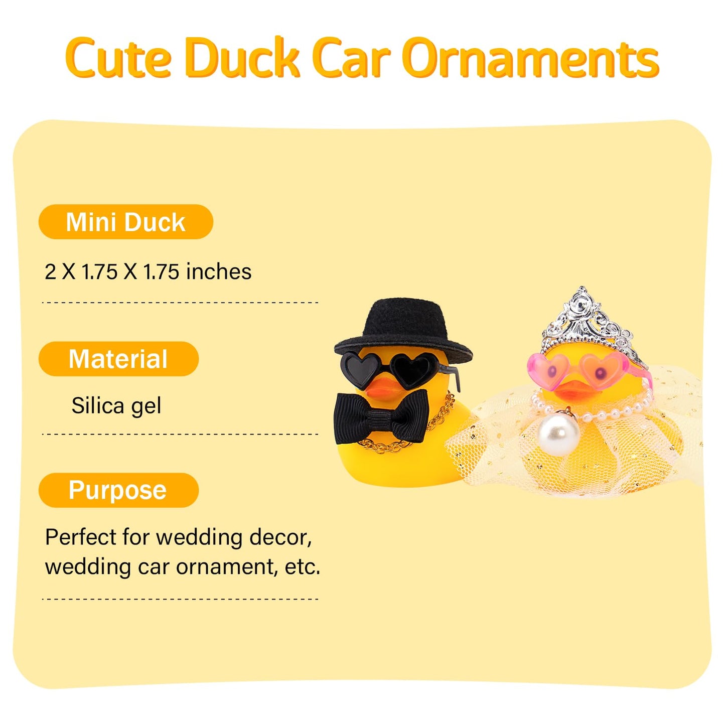 wonuu Pair Set of 2 Wedding Rubber Ducks – Bride & Groom Mini Ducky Decor & Gift