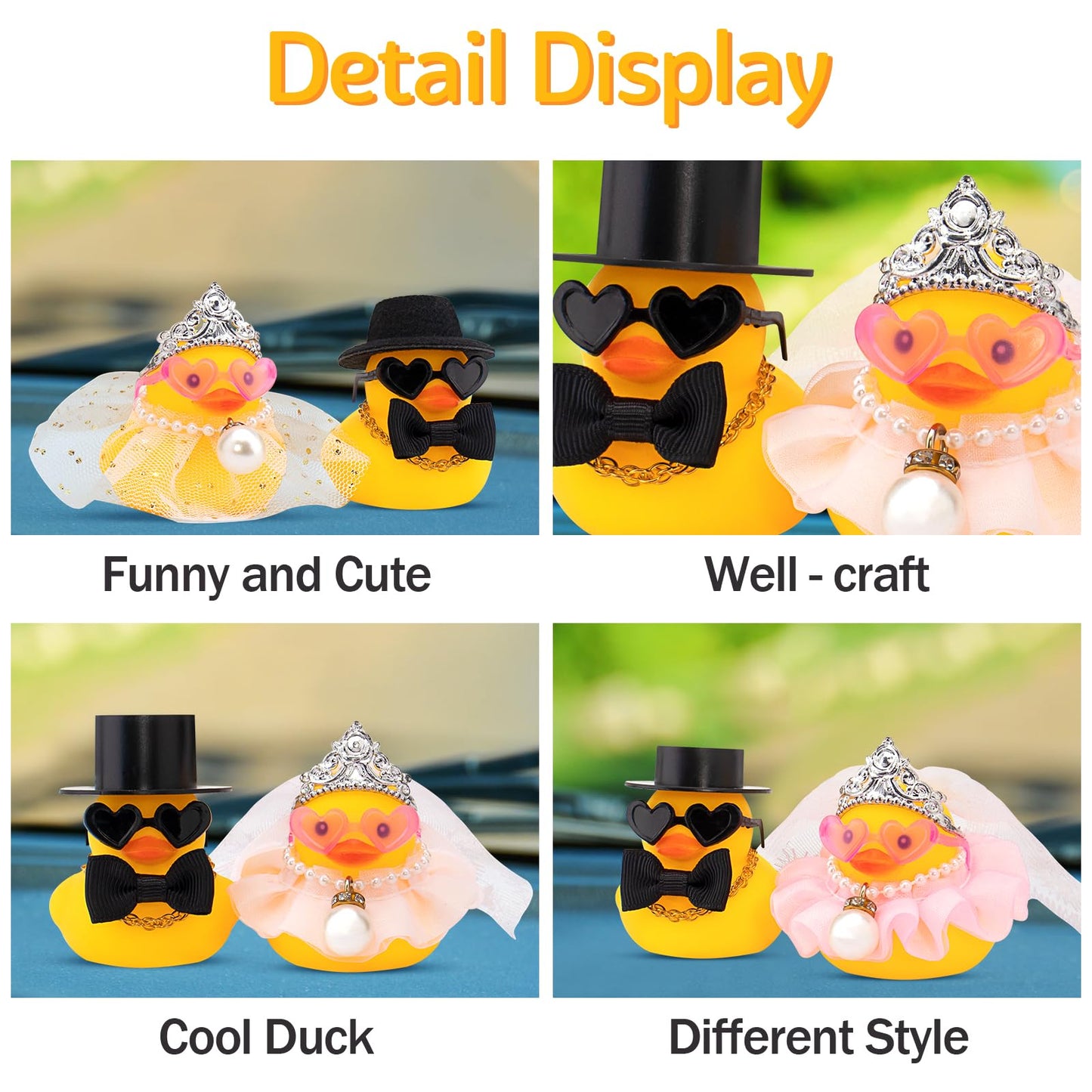 wonuu Pair Set of 2 Wedding Rubber Ducks – Bride & Groom Mini Ducky Decor & Gift