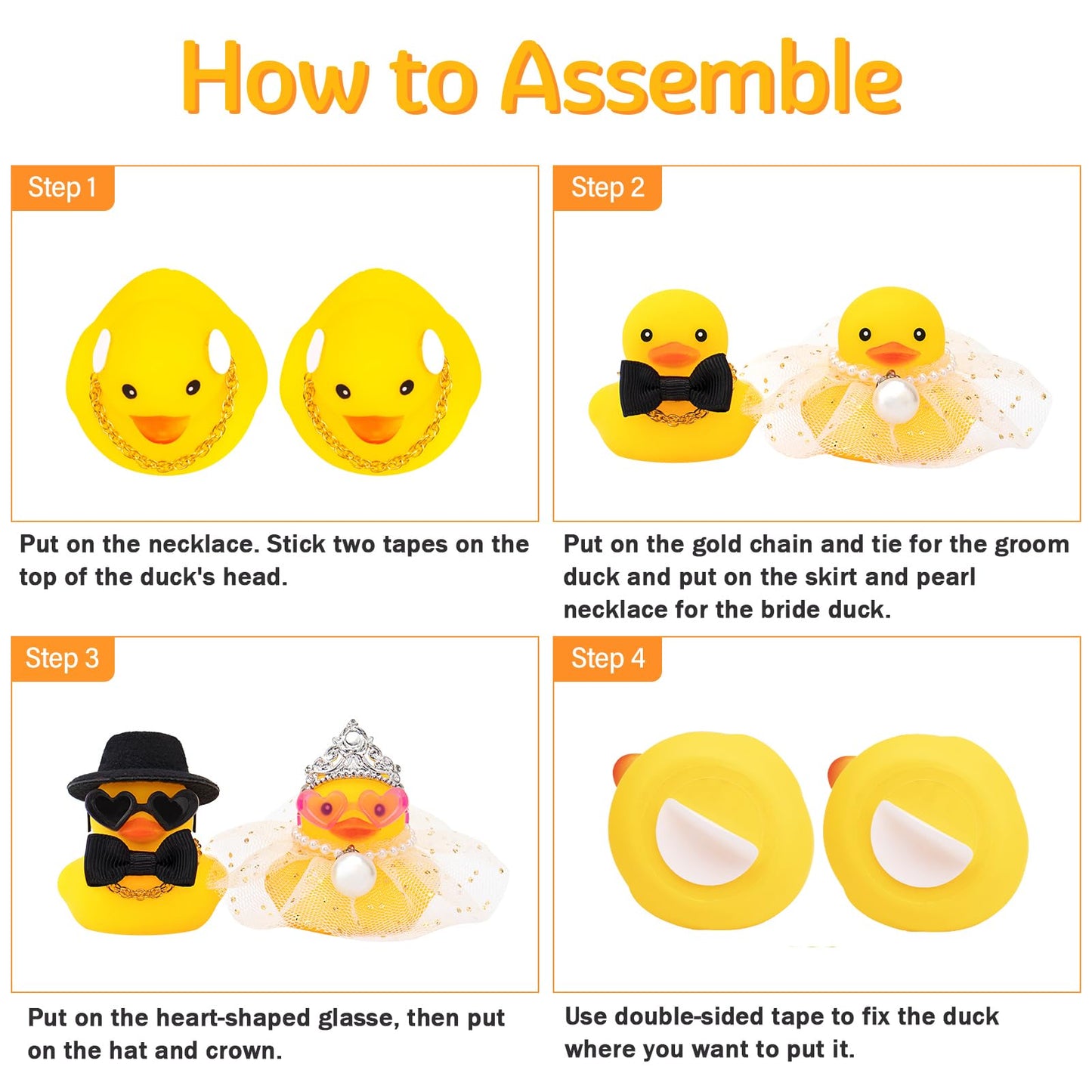 wonuu Pair Set of 2 Wedding Rubber Ducks – Bride & Groom Mini Ducky Decor & Gift