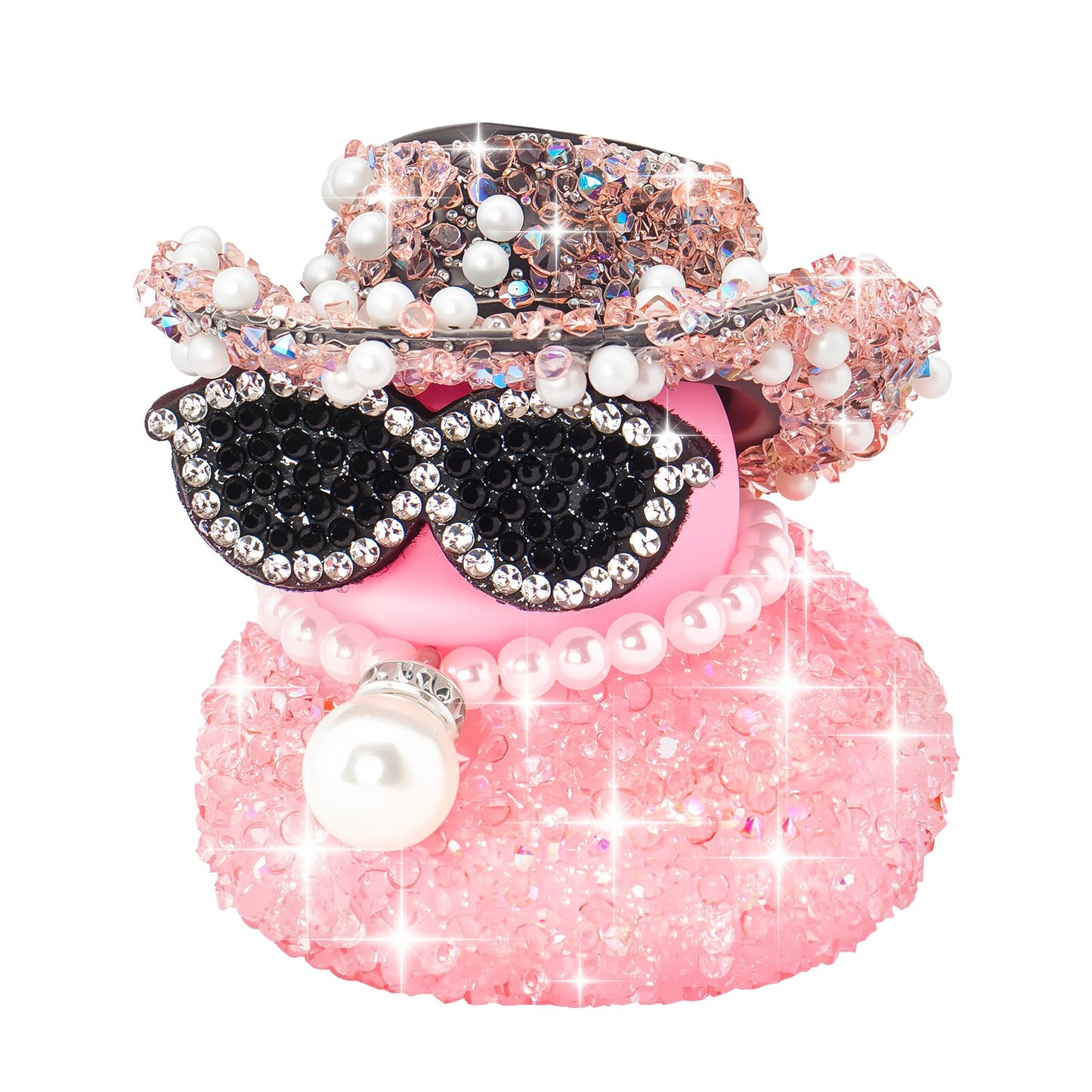 Wonuu Pink Diamond Rubber Duck Car Ornament — Dashboard Decor for Cool Car Accessories