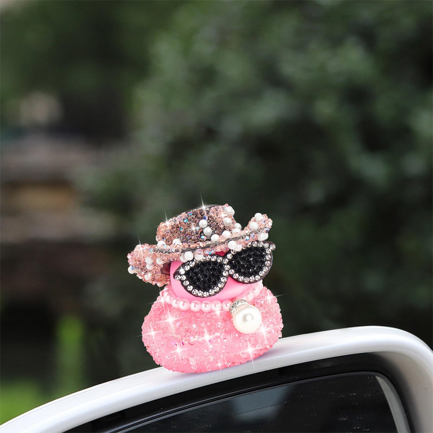 Wonuu Pink Diamond Rubber Duck Car Ornament — Dashboard Decor for Cool Car Accessories