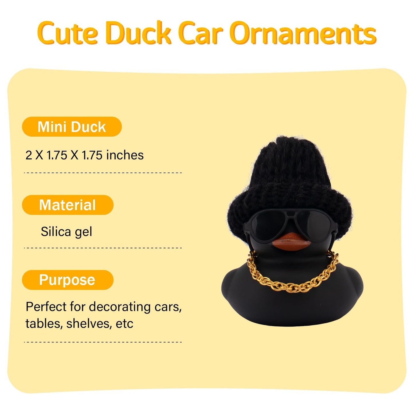 wonuu Car Dashboard Colorful Rubber Ducks – Christmas Knit Hat Car Ornament with Glasses & Necklace