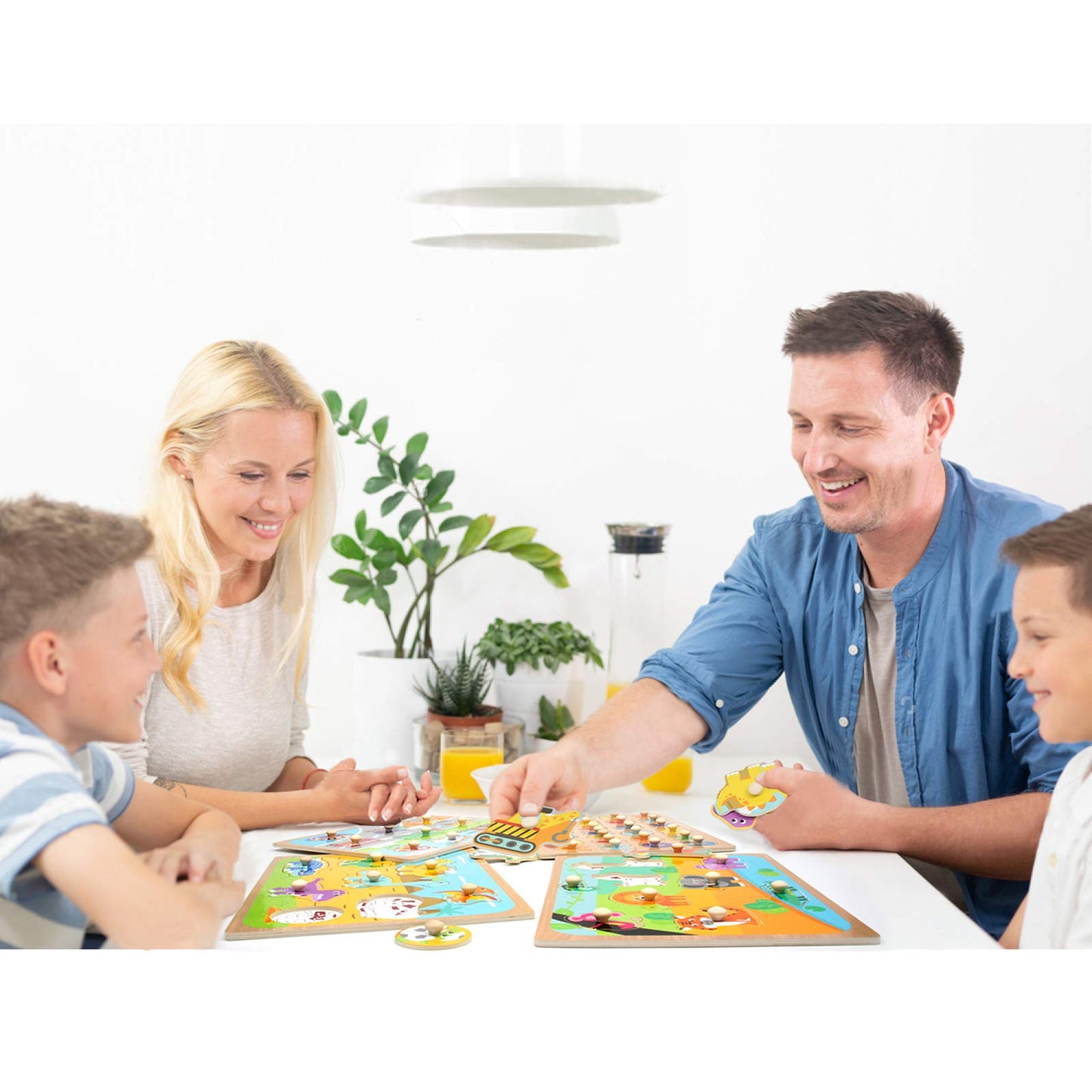 WOOD CITY Toddler Puzzles & Storage Rack Set – Alphabet, Numbers, Shapes, Dinosaur, Animal & Vehicle