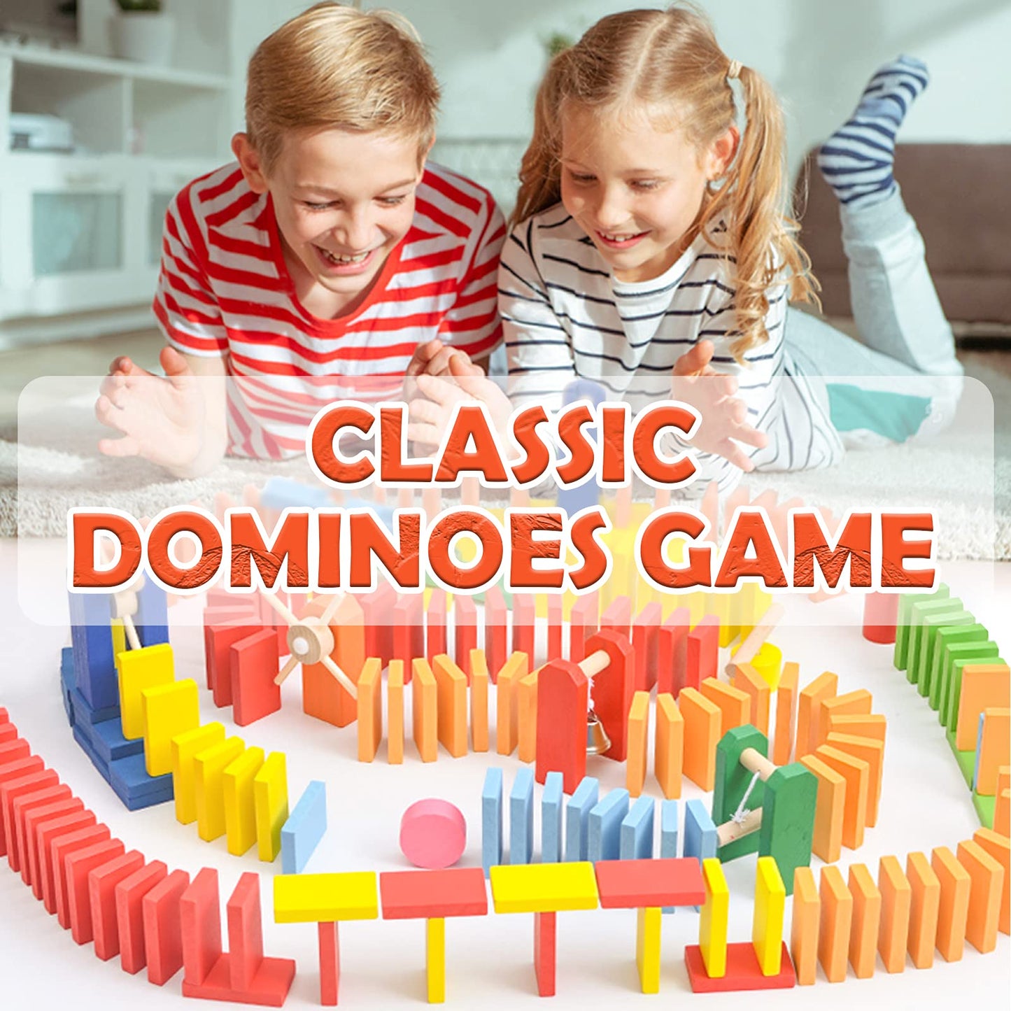 WOOD CITY 1000-Piece Dominoes Set with Extra 20 Blocks – Colorful Wooden Dominoes