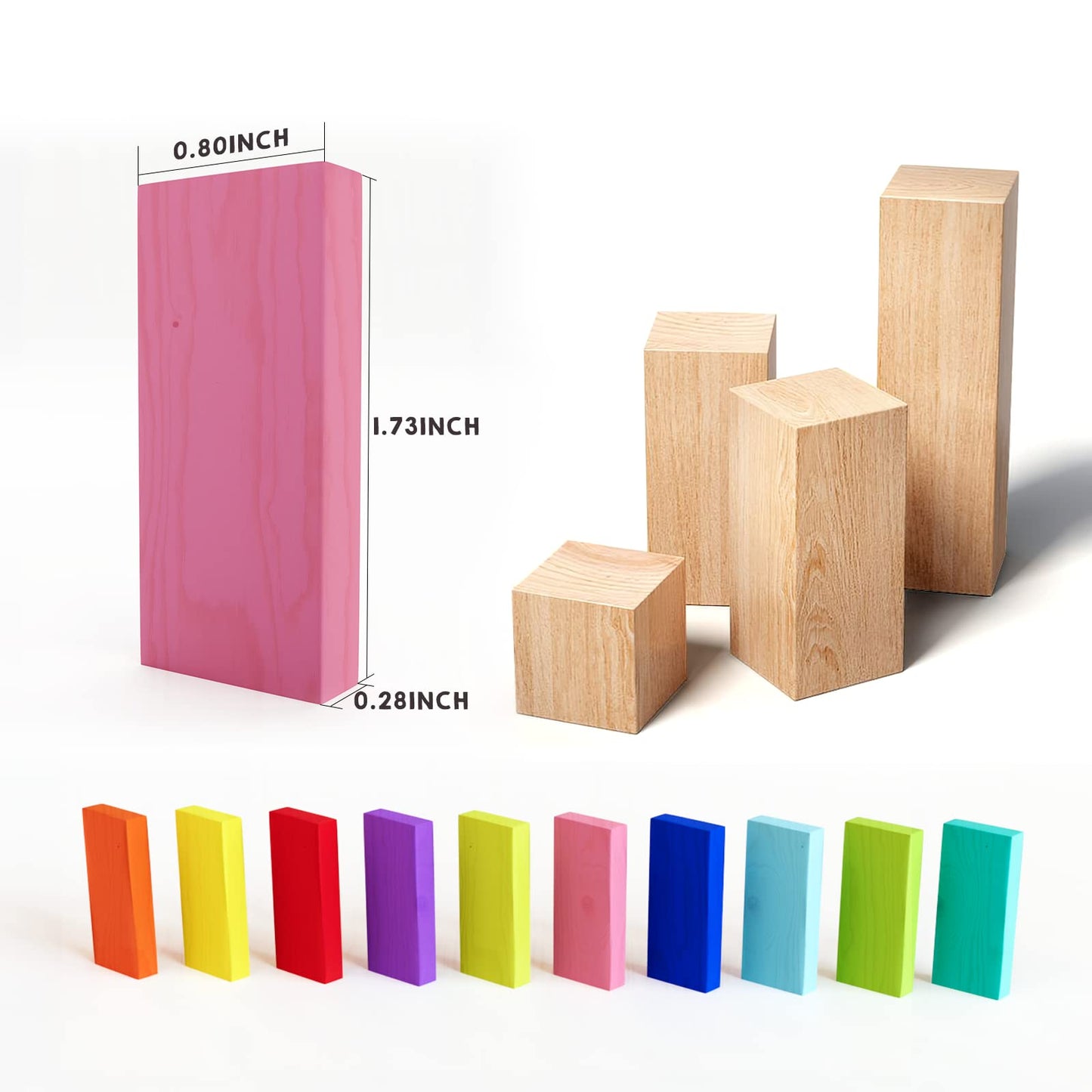 WOOD CITY 1000-Piece Dominoes Set with Extra 20 Blocks – Colorful Wooden Dominoes