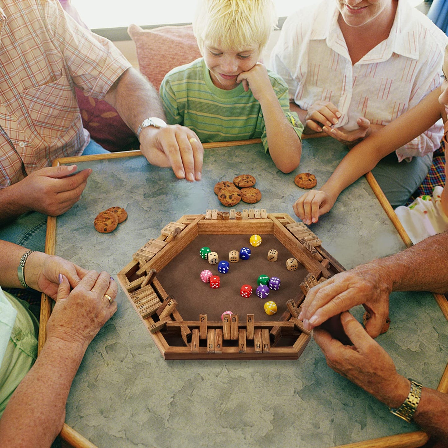 WOOD CITY Shut The Box Game – Wooden Dice Strategy for 6 Players