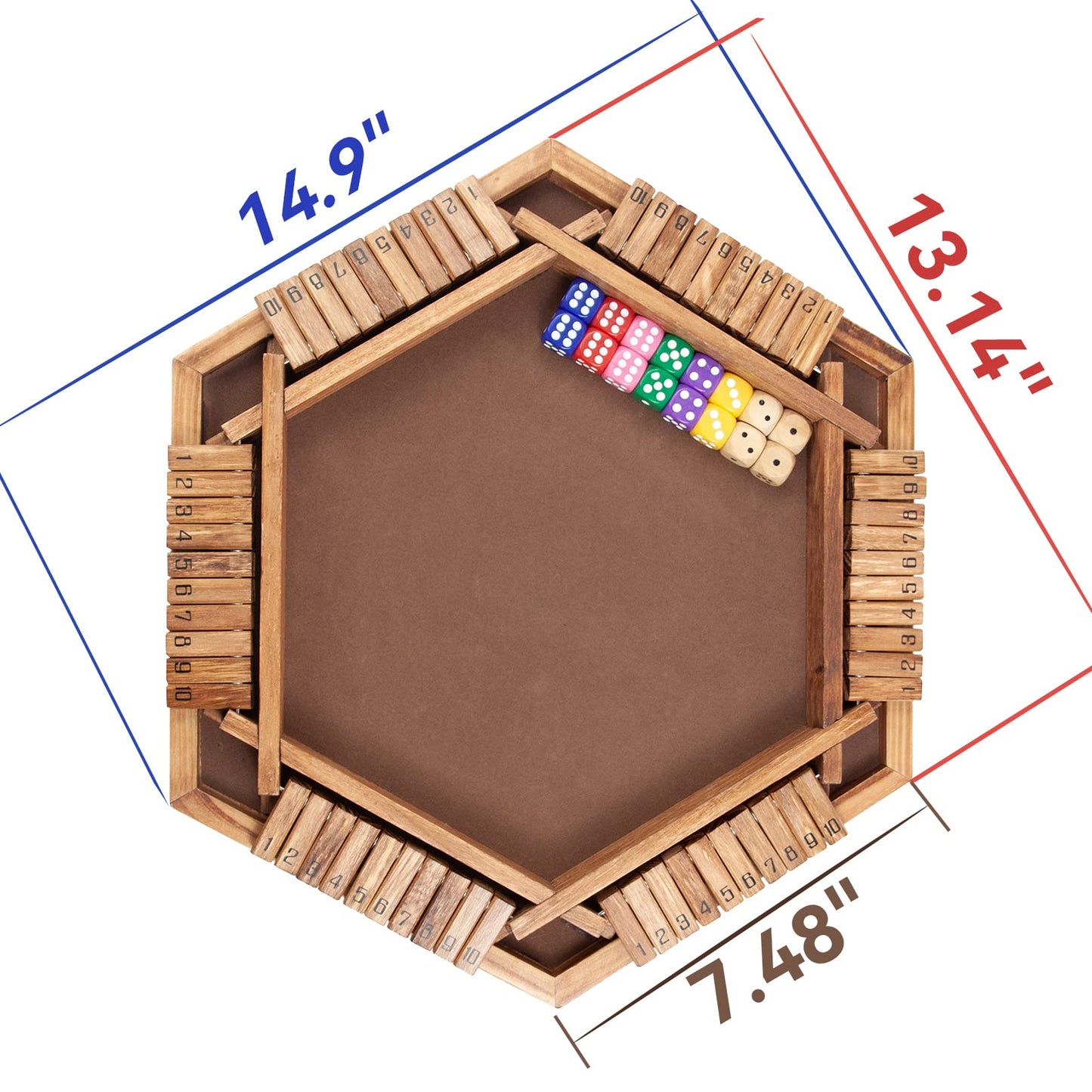 WOOD CITY Shut The Box Game – Wooden Dice Strategy for 6 Players