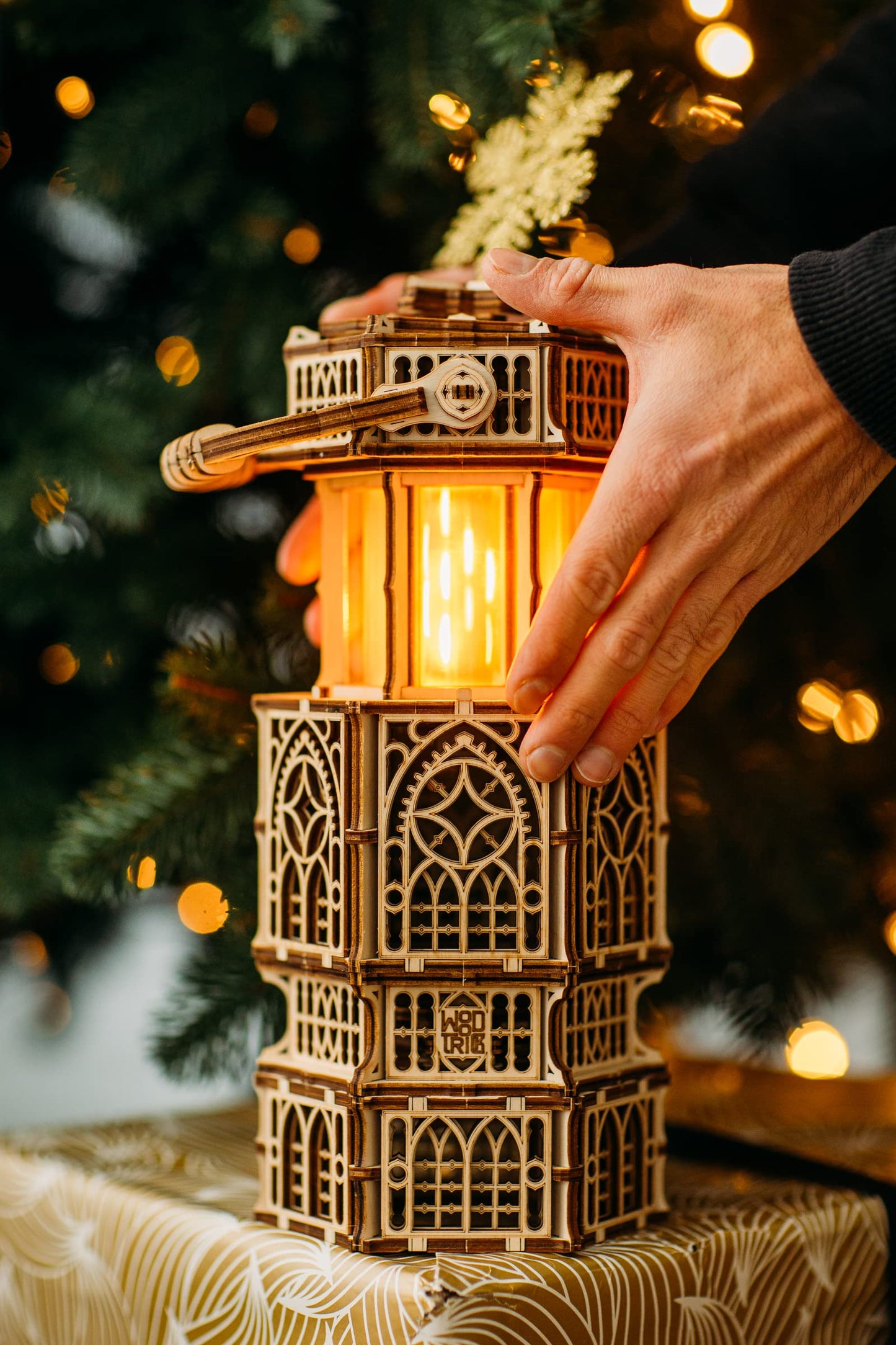 Wood Trick Antique Lantern 3D Puzzle for Adults – 2-Mode LED Lighting