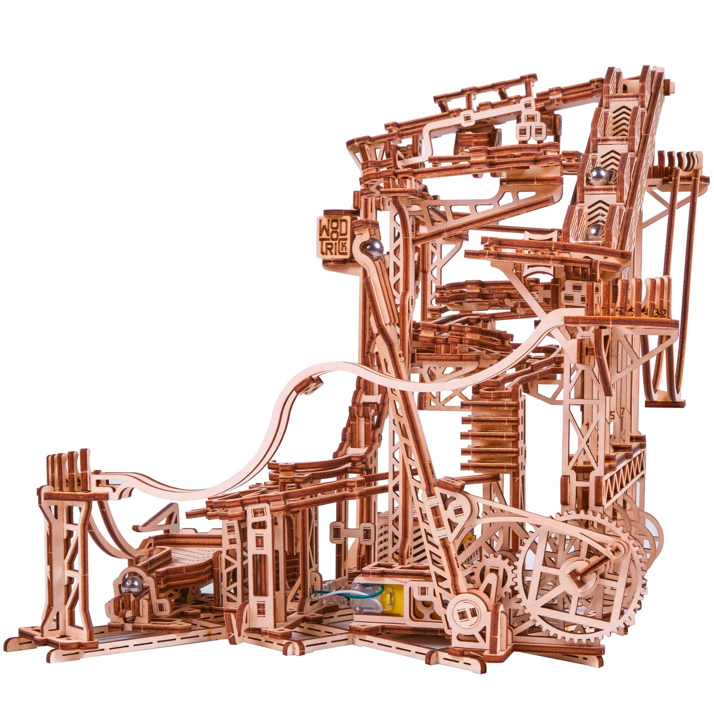 Wood Trick Wooden Marble Run Spiral - Electric Motorized 3D Puzzle for Adults