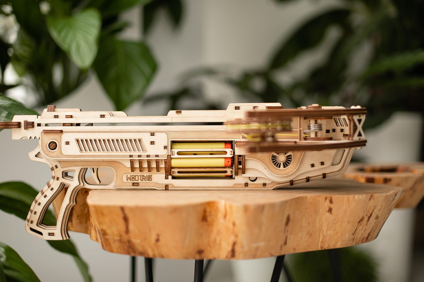 Wood Trick Bullet Boltcaster Crossbow — 3D Wooden Puzzle Kit for Adults, Shoots 32 ft