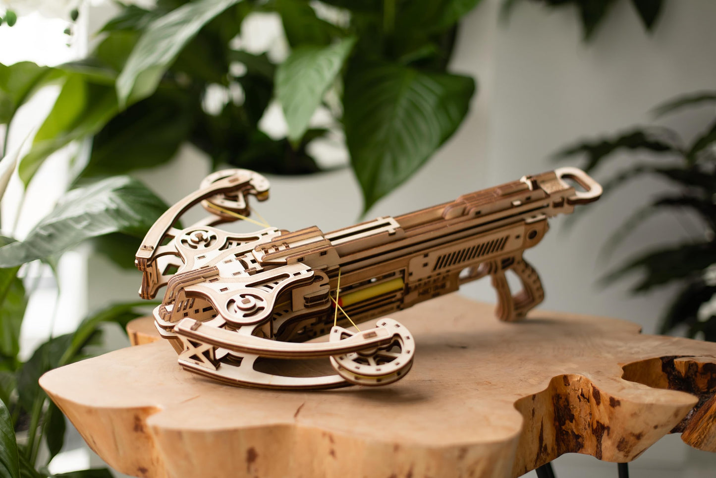 Wood Trick Bullet Boltcaster Crossbow — 3D Wooden Puzzle Kit for Adults, Shoots 32 ft