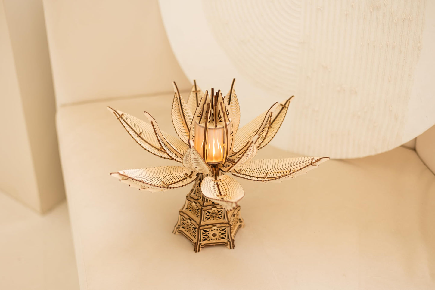 Wood Trick Fiery Bloom LED 3D Puzzle Lamp for Adults – Interactive Mechanical Kit