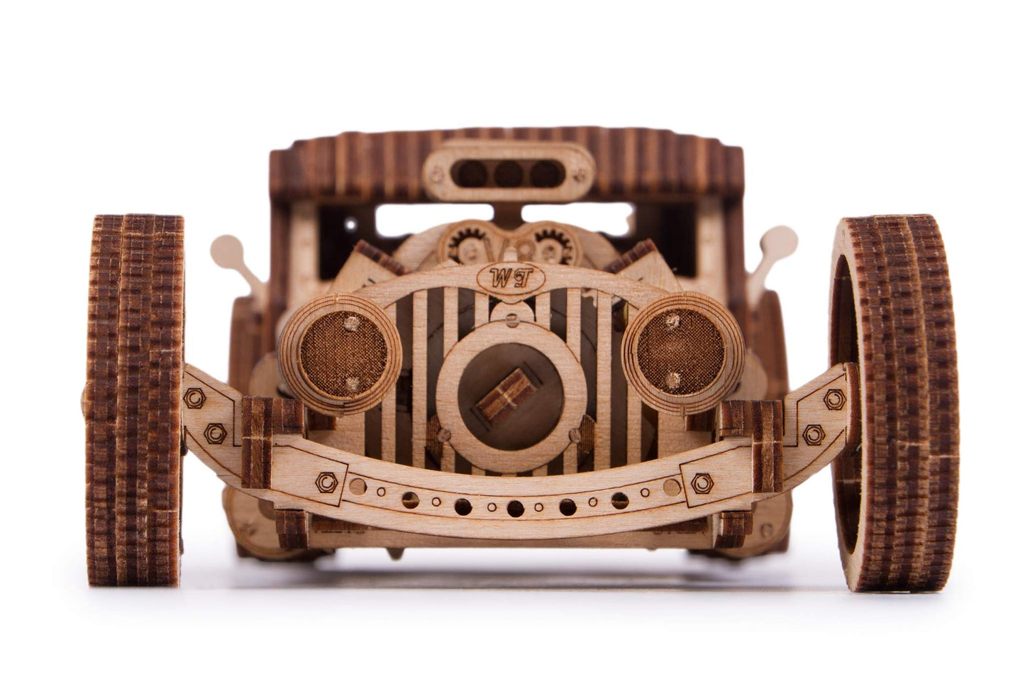 Wood Trick Hot Rod Wooden Model Kit – 260 Pieces, V8 Engine Motion | DIY Mechanical Puzzle for Adults