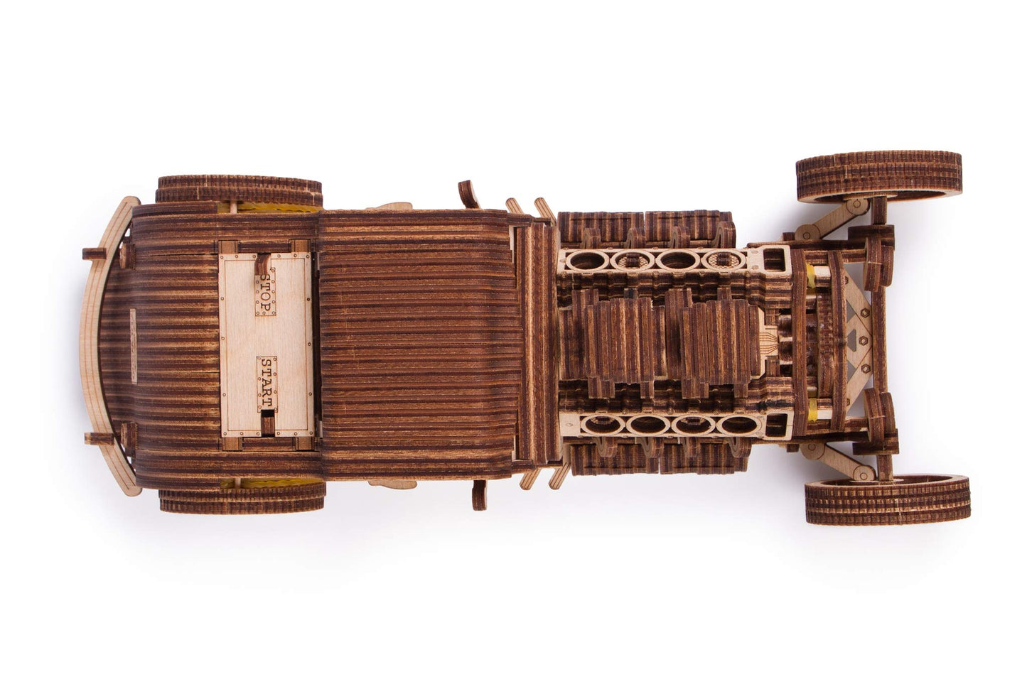 Wood Trick Hot Rod Wooden Model Kit – 260 Pieces, V8 Engine Motion | DIY Mechanical Puzzle for Adults