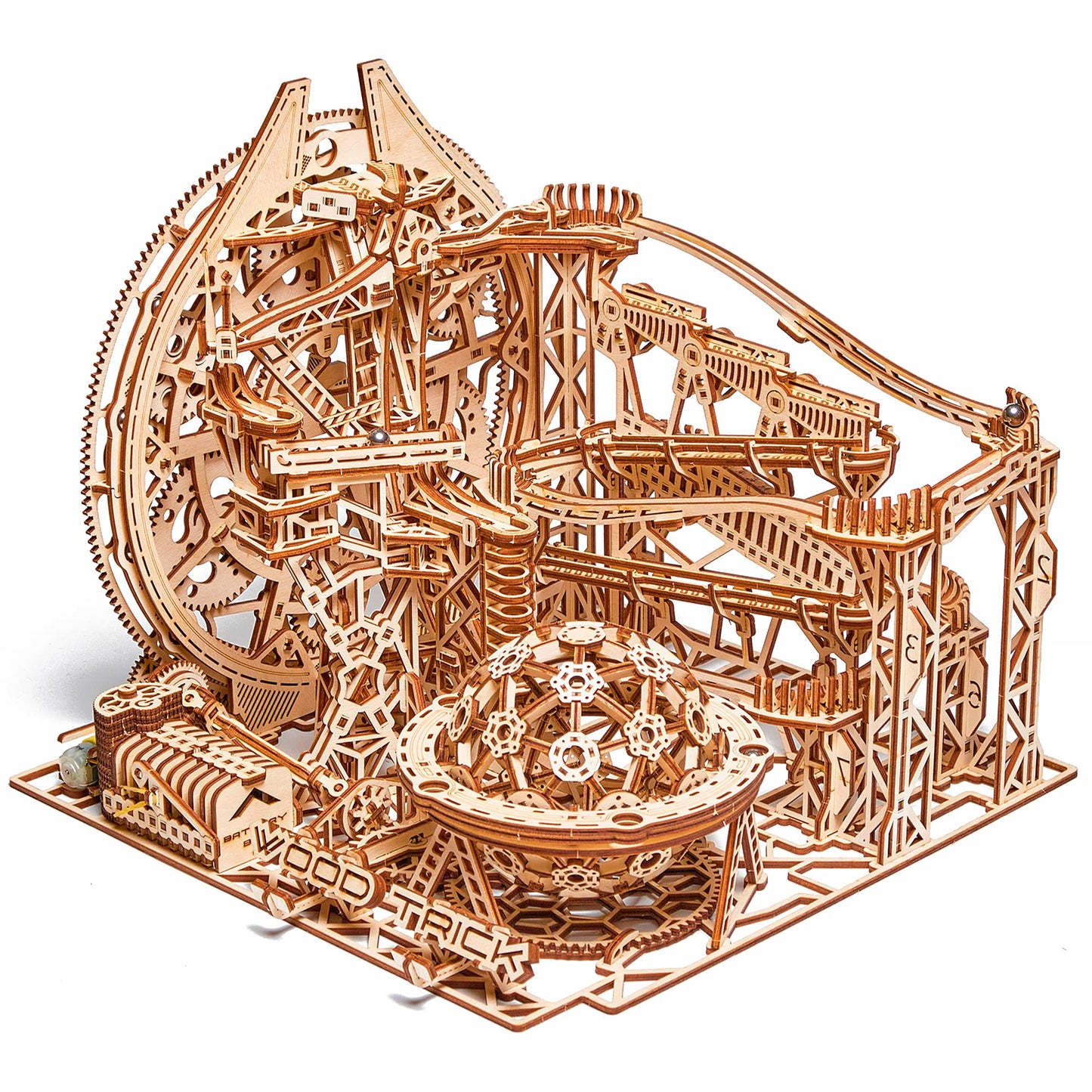 Wood Trick Wooden Marble Run Electric Motorized – 3D Wood Puzzle for Adults | 15x14 in
