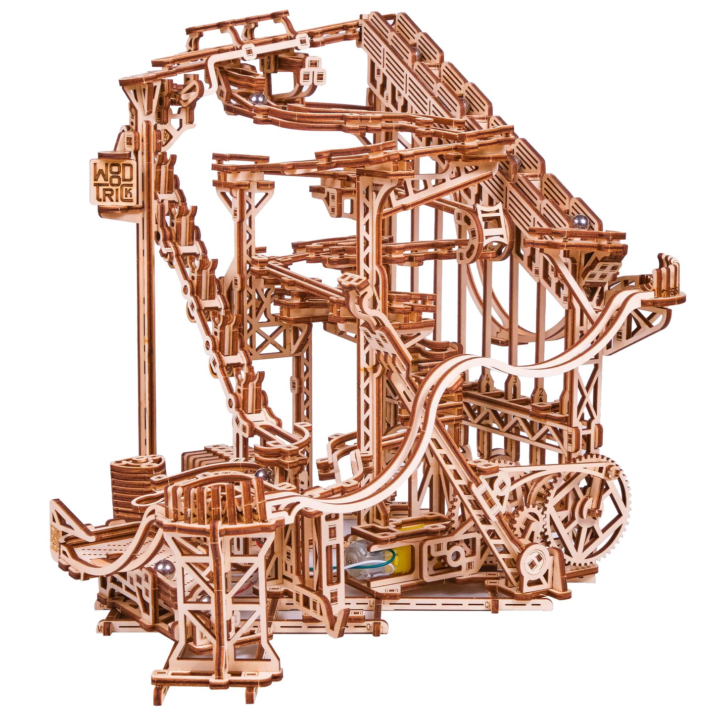 Wood Trick Wooden Marble Run Spiral - Electric Motorized 3D Puzzle for Adults