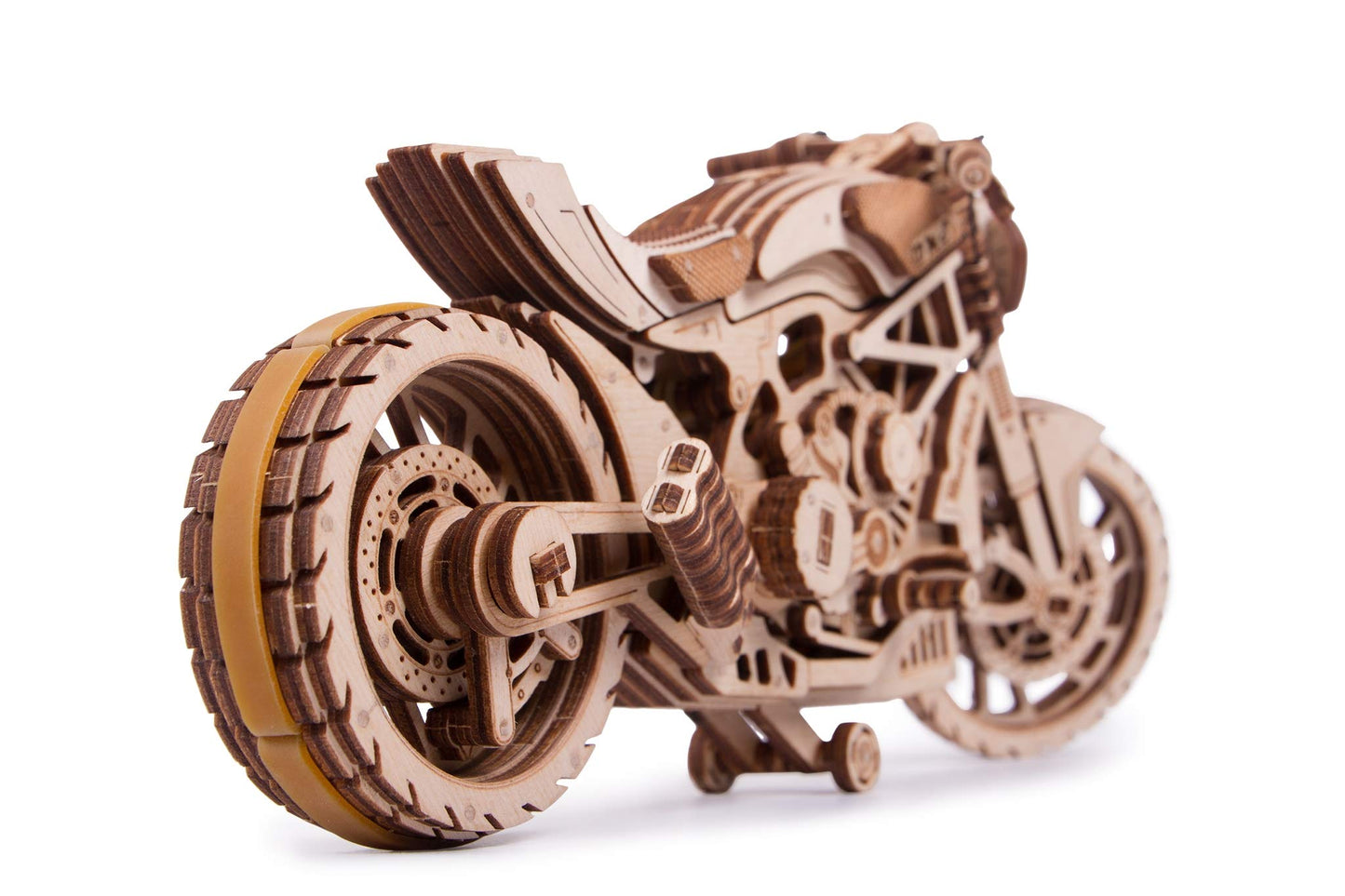 Wood Trick Motorcycle Kit with Rubber Band Motor – 16 ft Run (3D Puzzle for Adults)