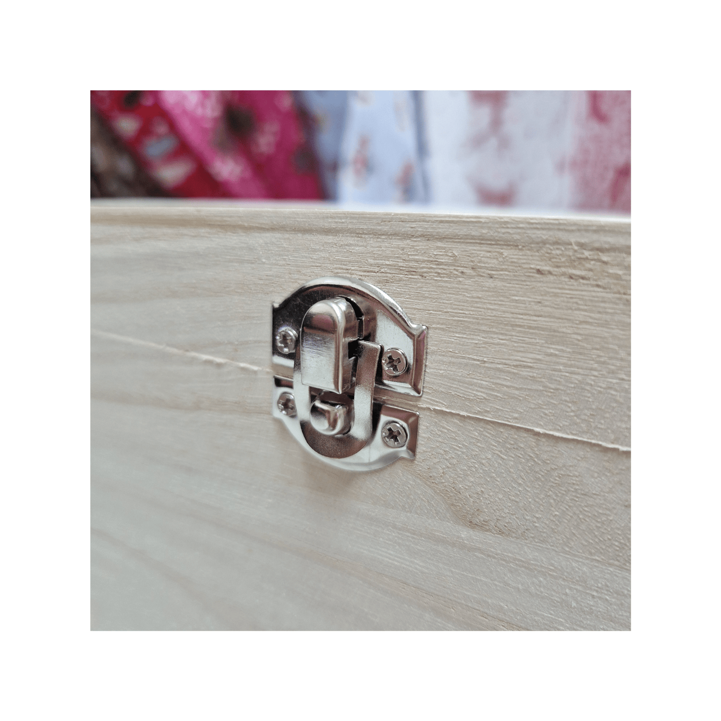 Wooden Box With Hinged Lid Treasure Memory Chests Storage Metal Clasps - Choose Size