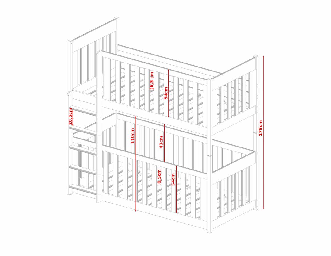 Konrad (60x120cm) Solid Pine Bunk Bed with Integrated Cot