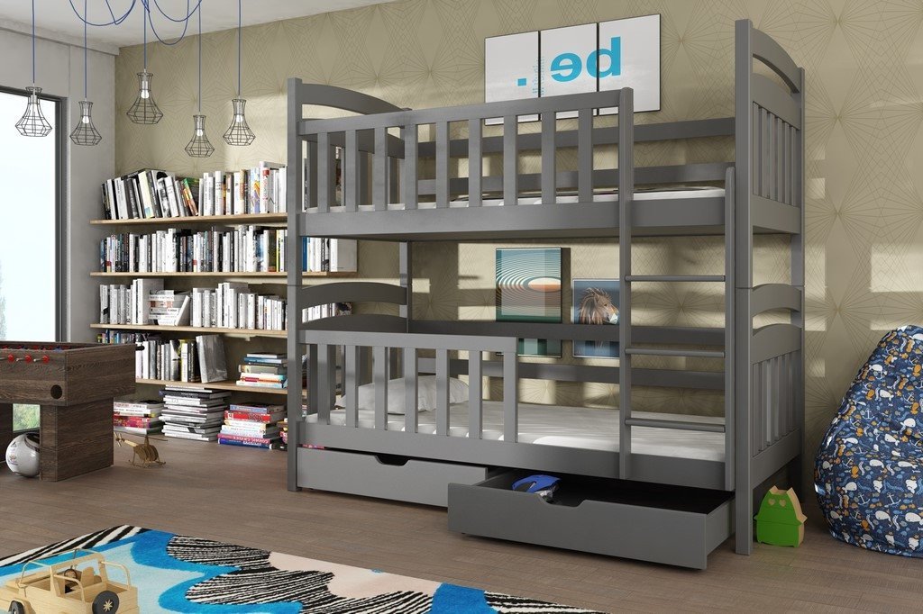 Wooden Bunk Bed Sebus with Storage
