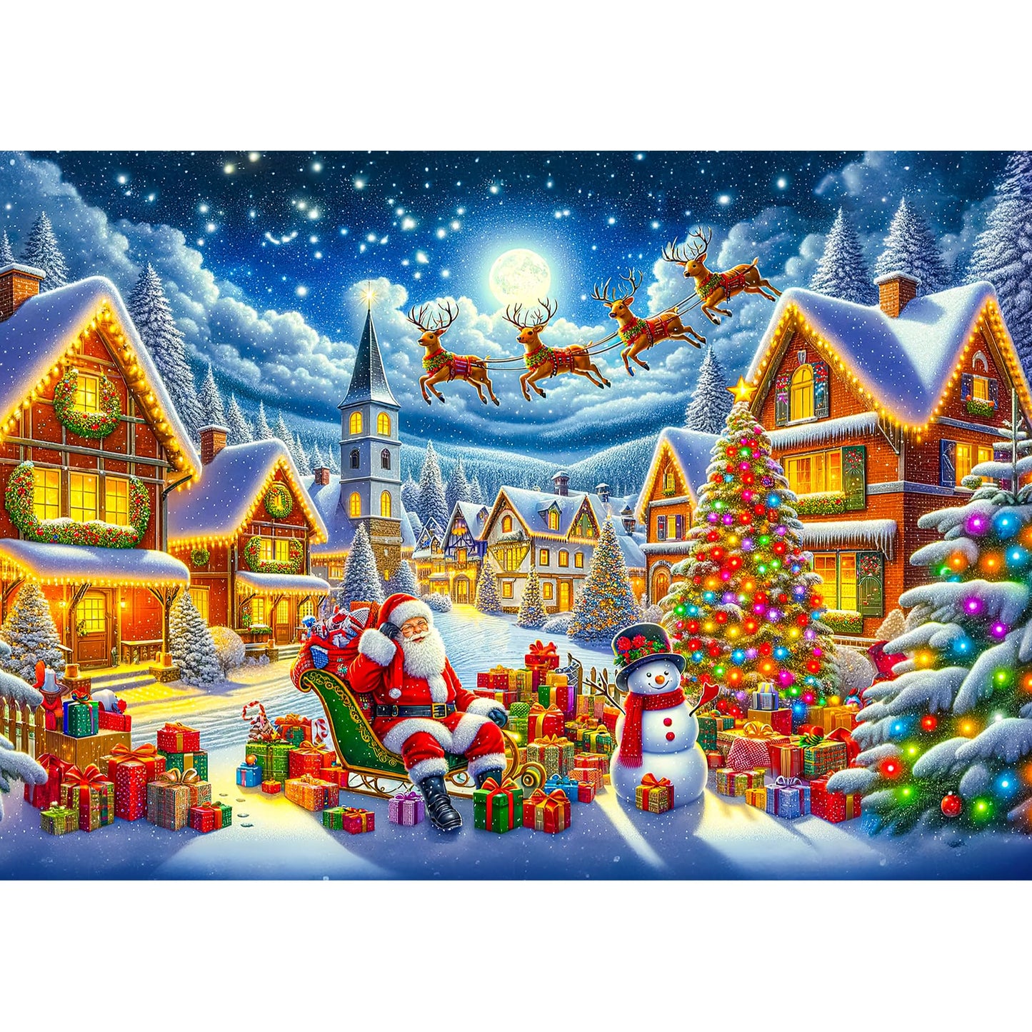 WOODEN.CITY Santa’s Joyful Journey 1000-Piece Wooden Puzzle – Made in EU | 21.25 x 15.5 in