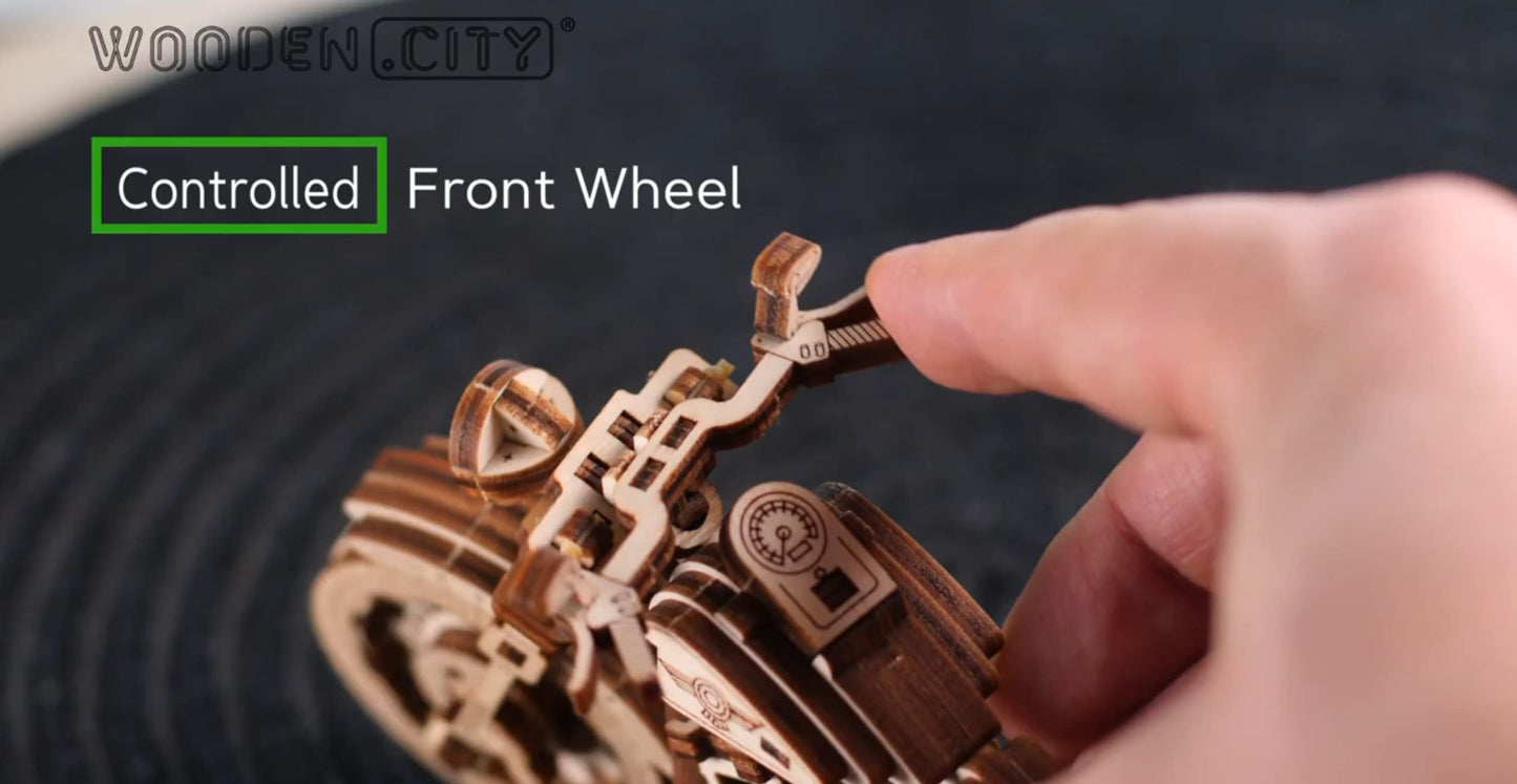 WOODEN.CITY Cruiser V-Twin Motorcycle 3D Puzzle for Adults – Buildable Wooden Model Kit