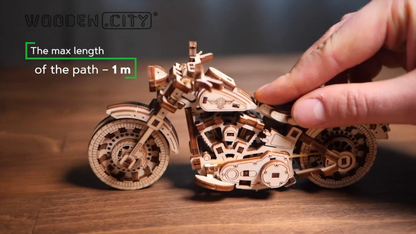 WOODEN.CITY Cruiser V-Twin Motorcycle 3D Puzzle for Adults – Buildable Wooden Model Kit
