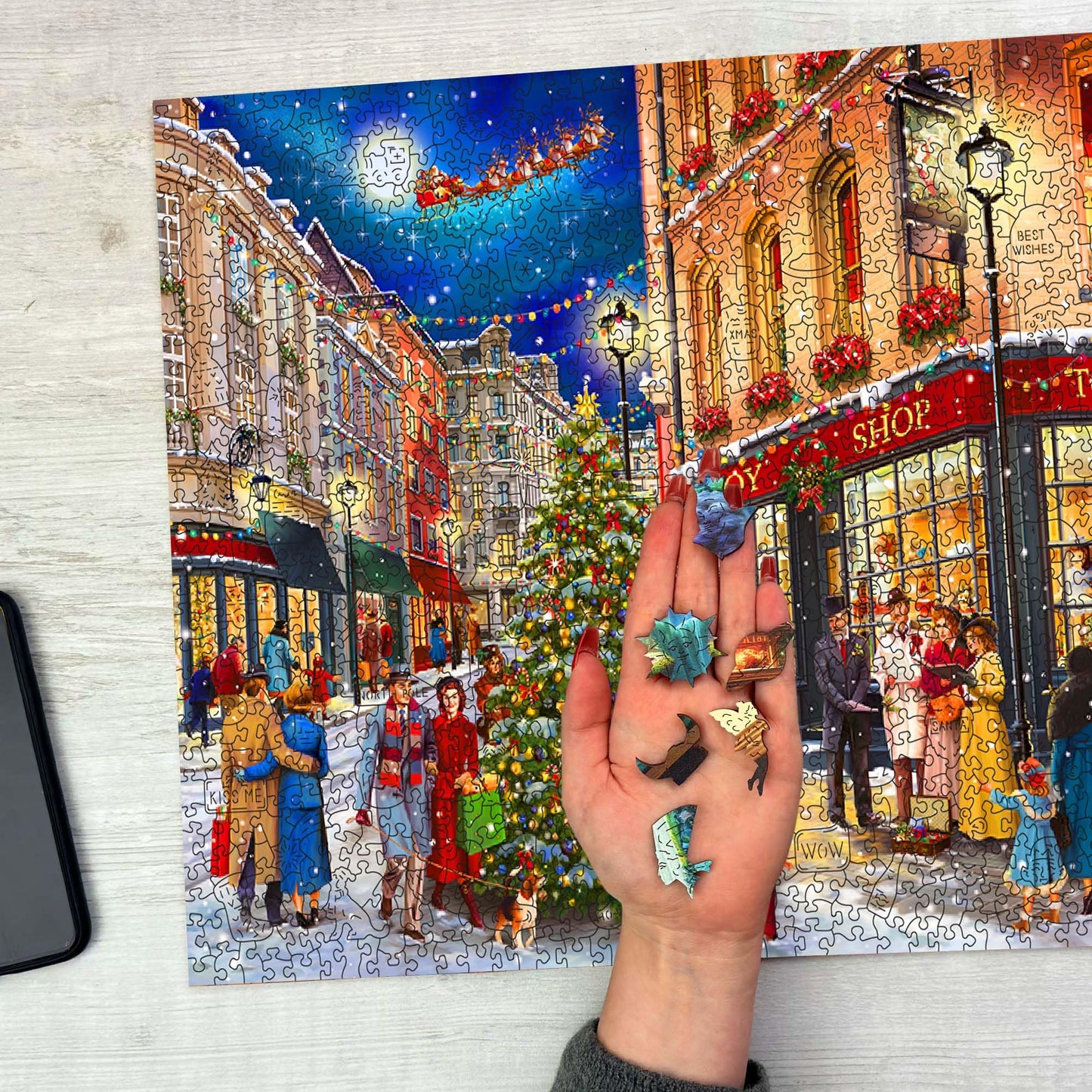WOODEN.CITY 1000-Piece Christmas Evening Puzzle – Advanced Winter Jigsaw for Adults