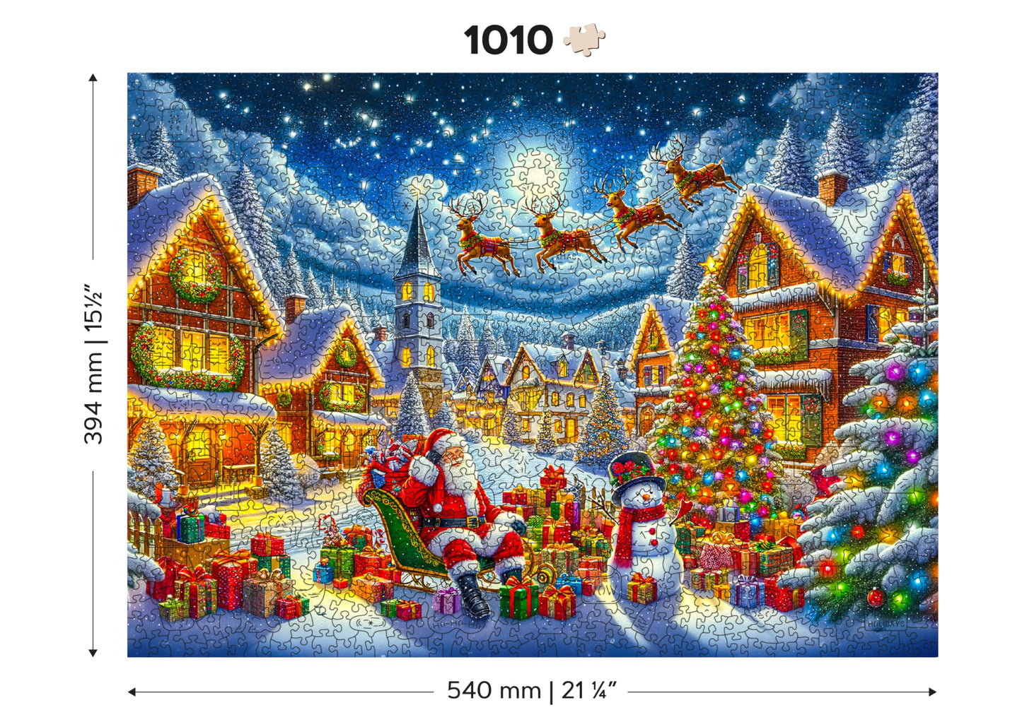 WOODEN.CITY Santa’s Joyful Journey 1000-Piece Wooden Puzzle – Made in EU | 21.25 x 15.5 in