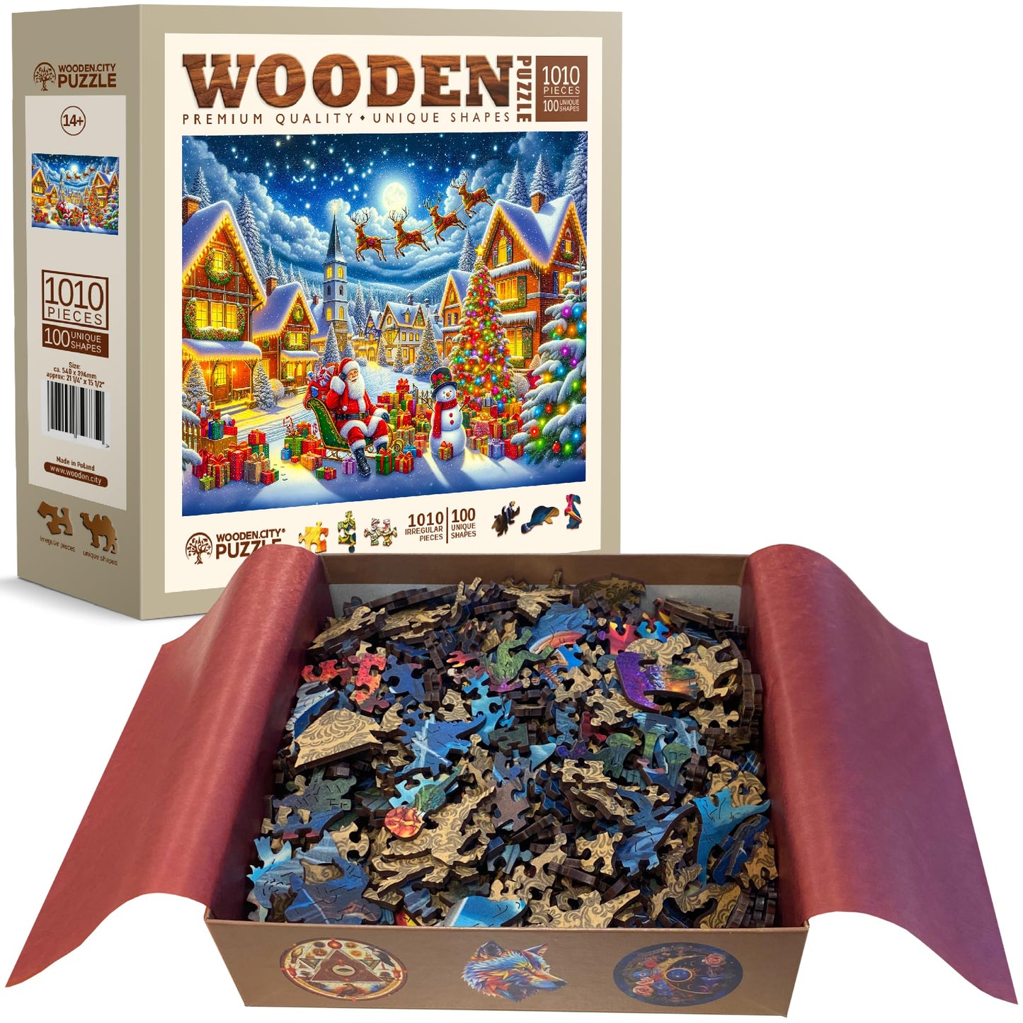 WOODEN.CITY Santa’s Joyful Journey 1000-Piece Wooden Puzzle – Made in EU | 21.25 x 15.5 in